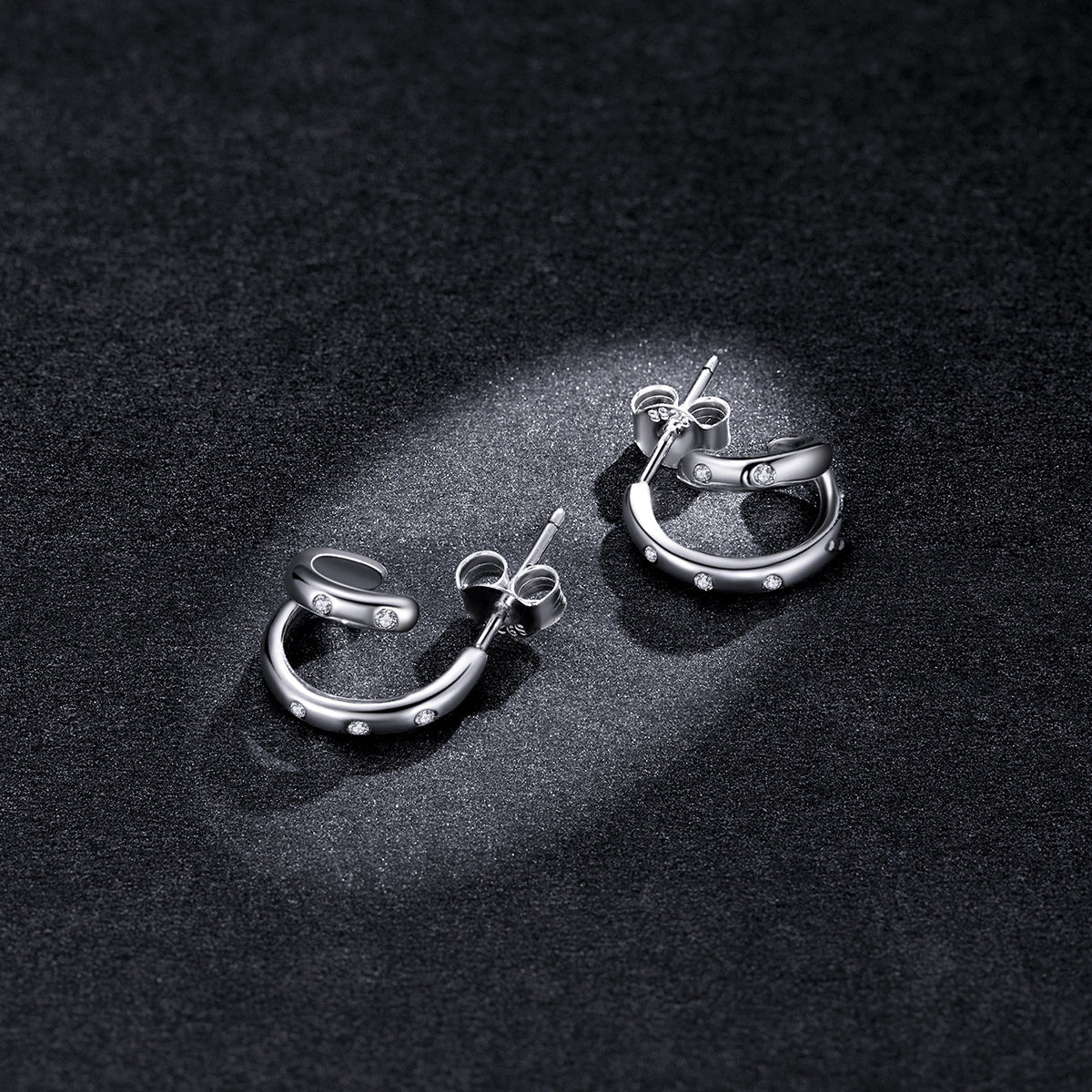 925 Sterling Silver Earrings with Pavé Setting CZ
