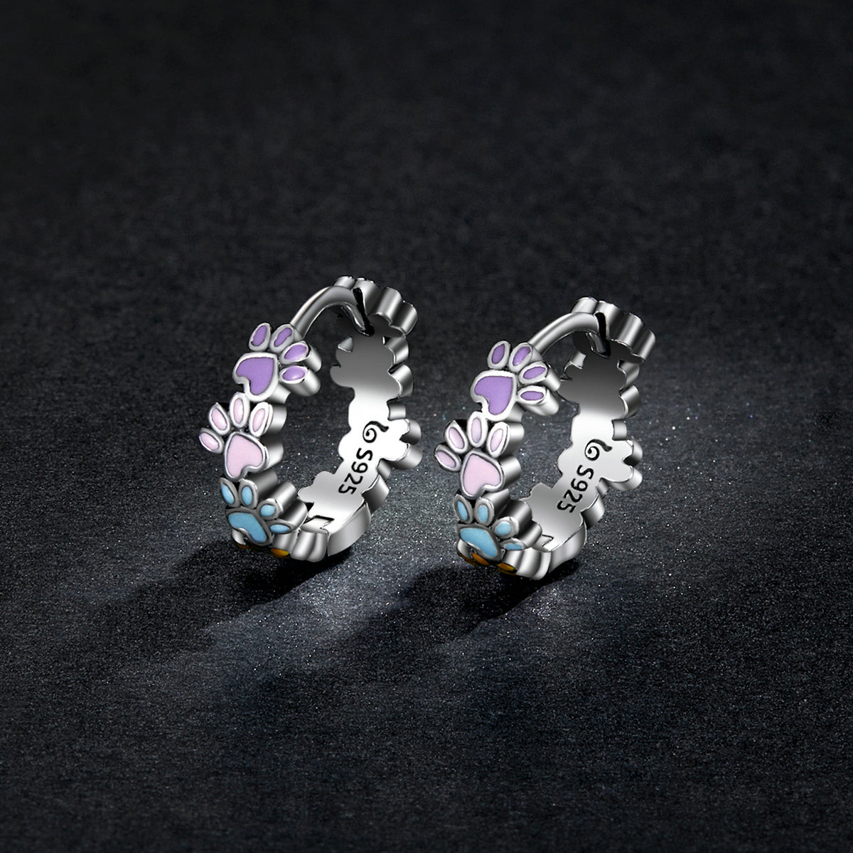 925 Sterling Silver Enamel Oxidized Silver Earrings