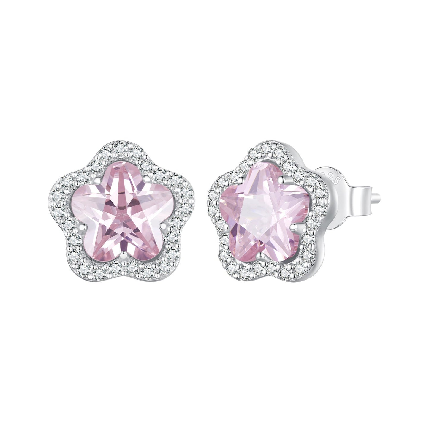 925 Sterling Silver Earrings with Pavé Setting CZ and Transparent Glass for Women