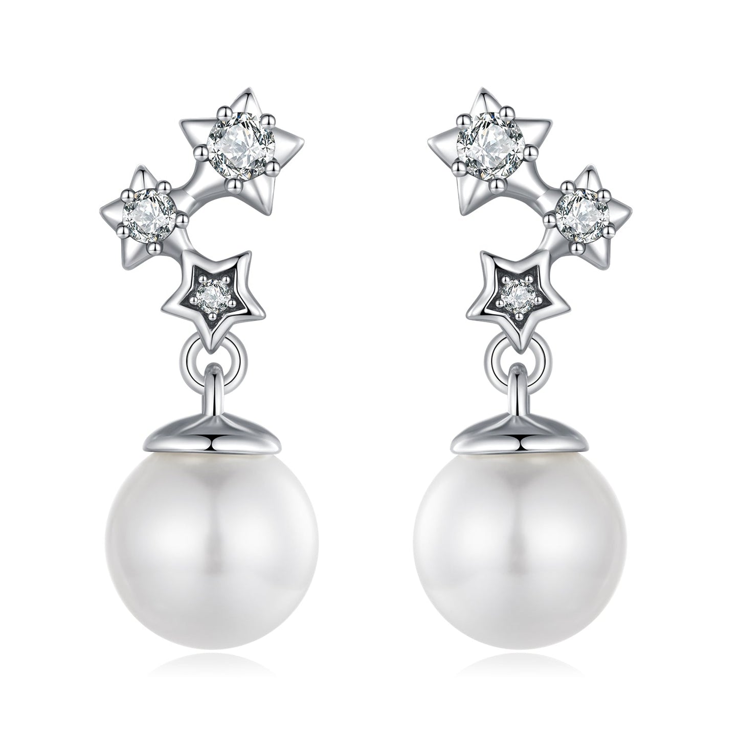 925 Sterling Silver Earrings with Quality Shell Pearl and CZ for Women