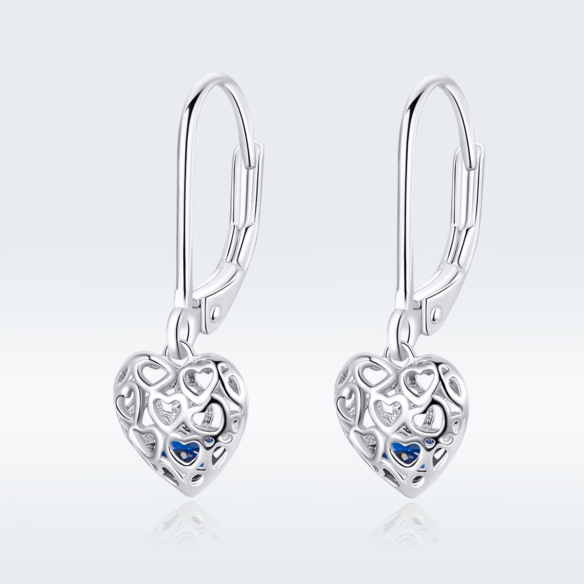 925 Sterling Silver Earrings with CZ and Platinum Plating, 2.3*0.8 cm