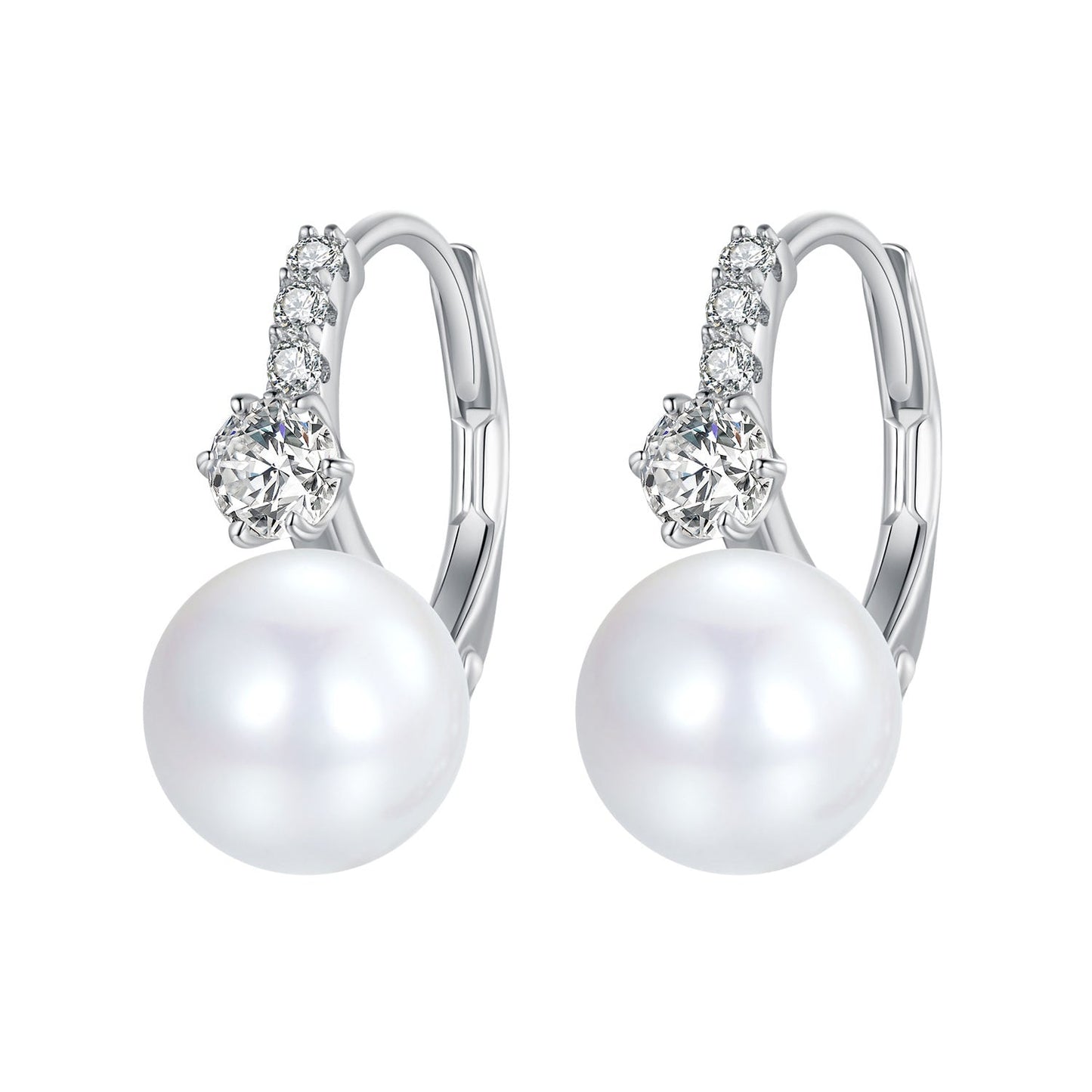 925 Sterling Silver Earrings with Quality Shell Pearl and CZ for Women
