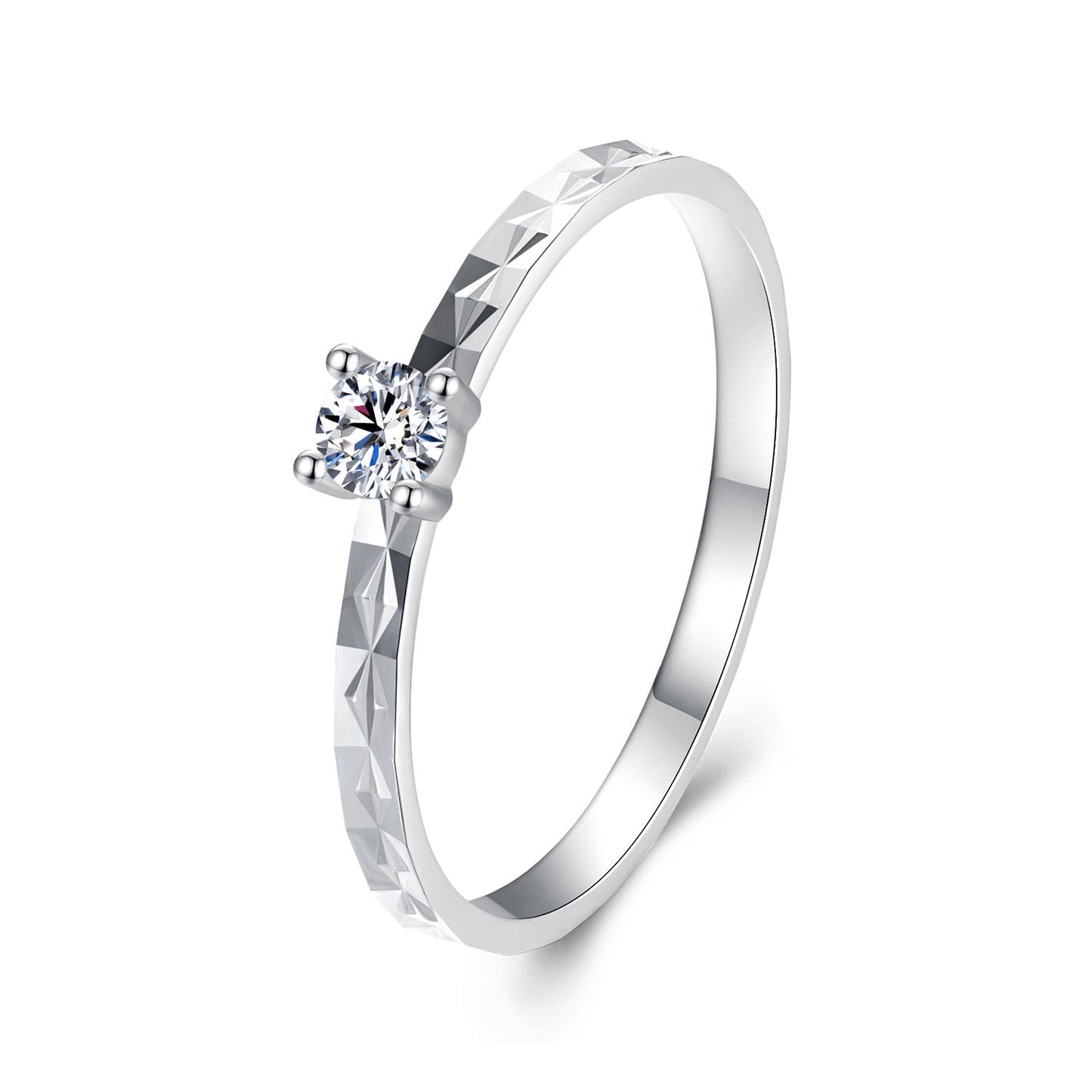 925 Sterling Silver Moissanite White Gold Plated Ring Size 6