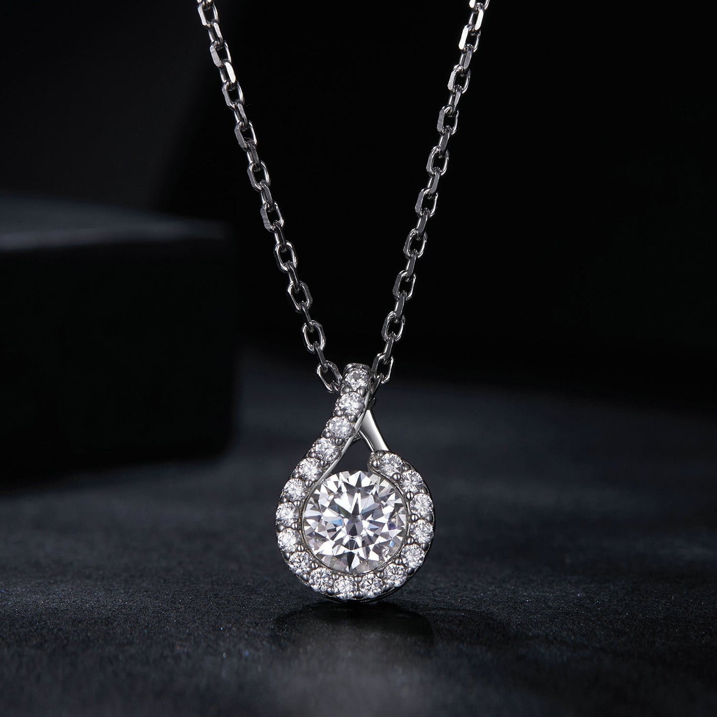 925 Sterling Silver Moissanite Necklace with CZ, 400mm Length, 15x10mm Pendant for Women