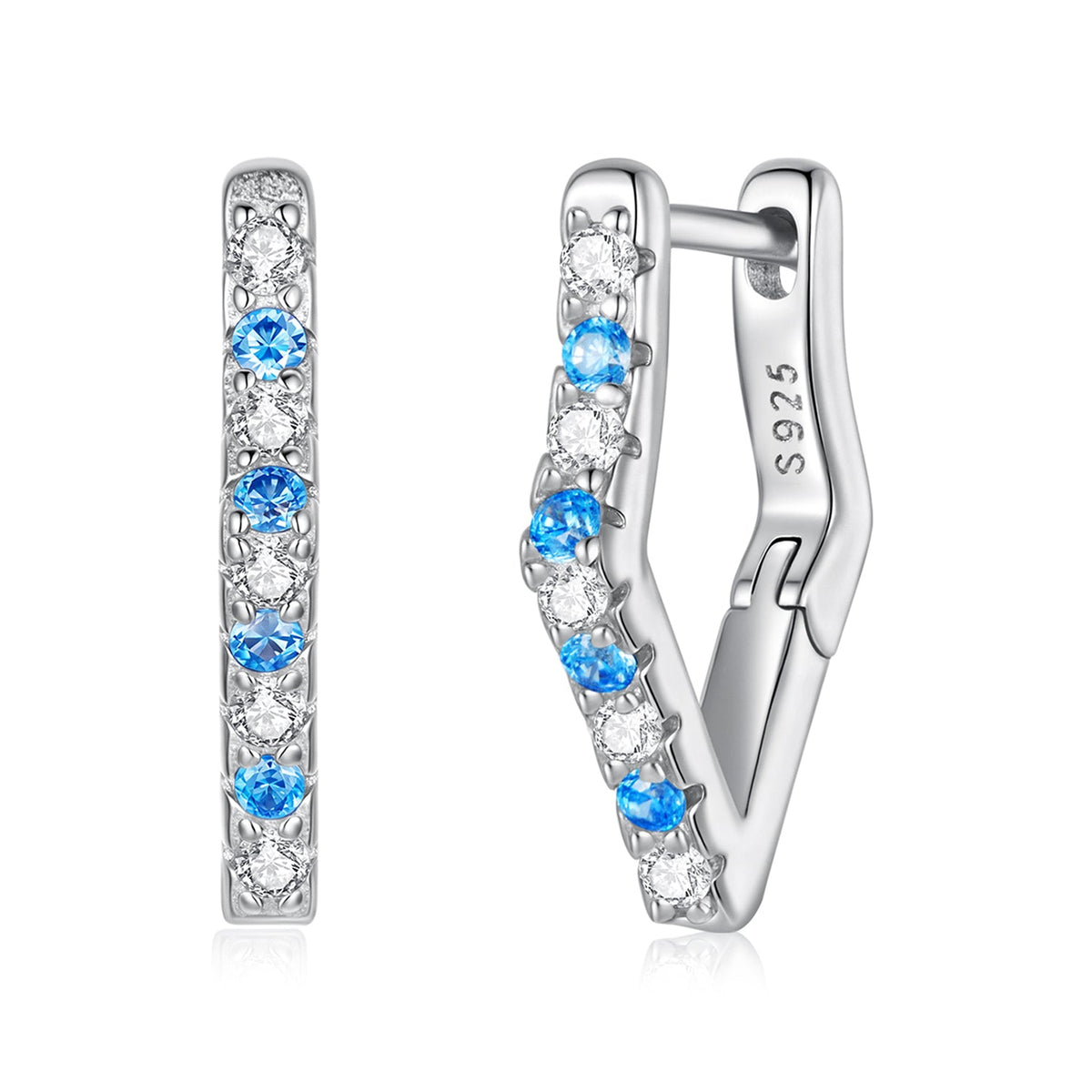 925 Sterling Silver White Gold Plated Pavé CZ 1.5 cm Hoop Earrings for Women