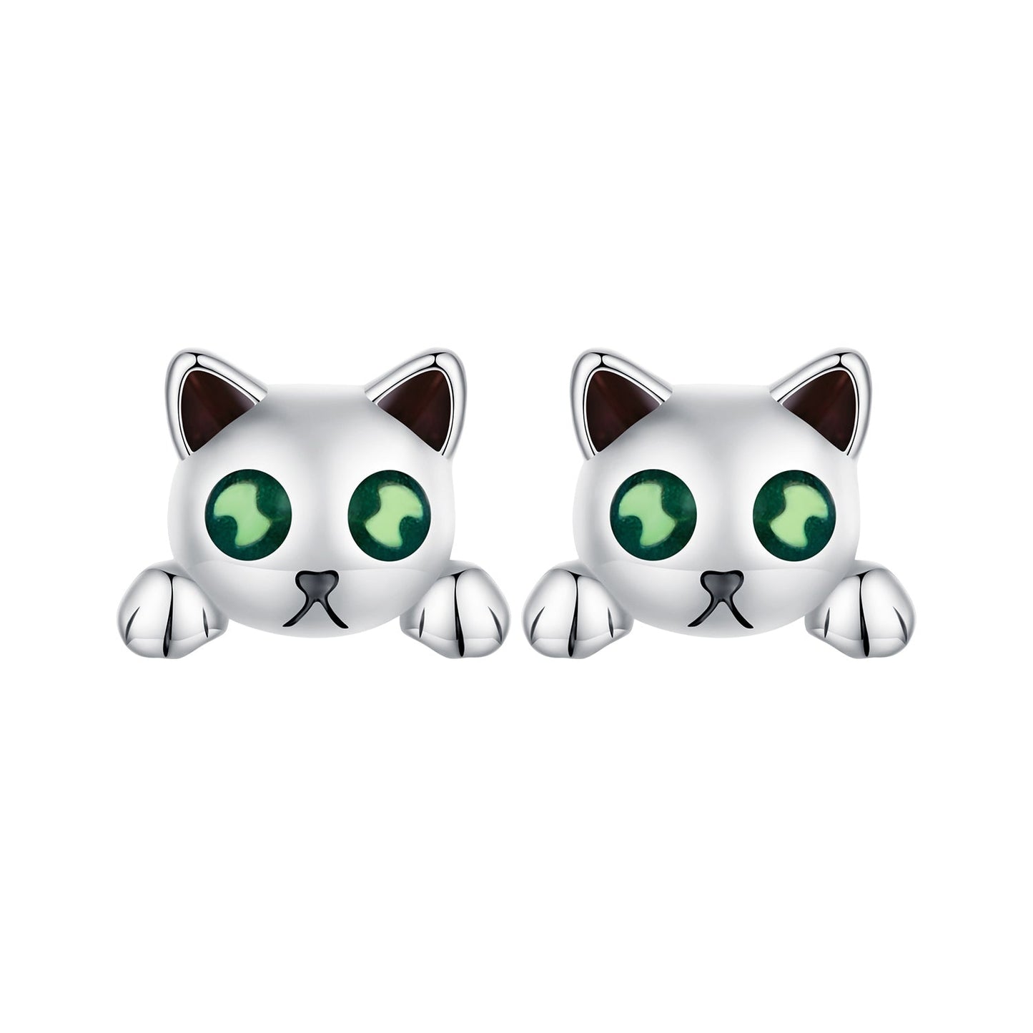 925 Sterling Silver Earrings with Enamel in Oxidized Finish