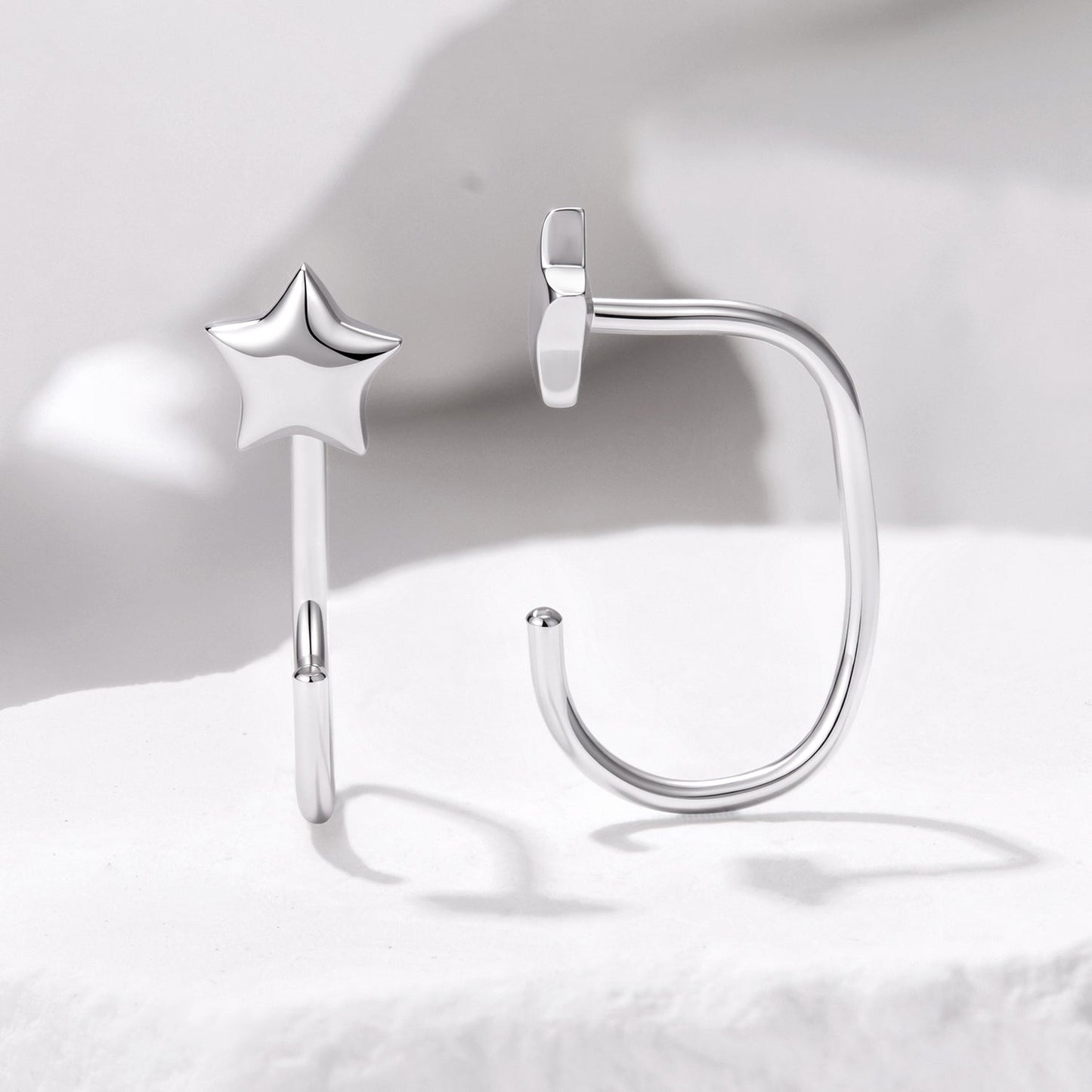 925 Sterling Silver Brass Earrings with White Gold Plating 1.4cm for Women