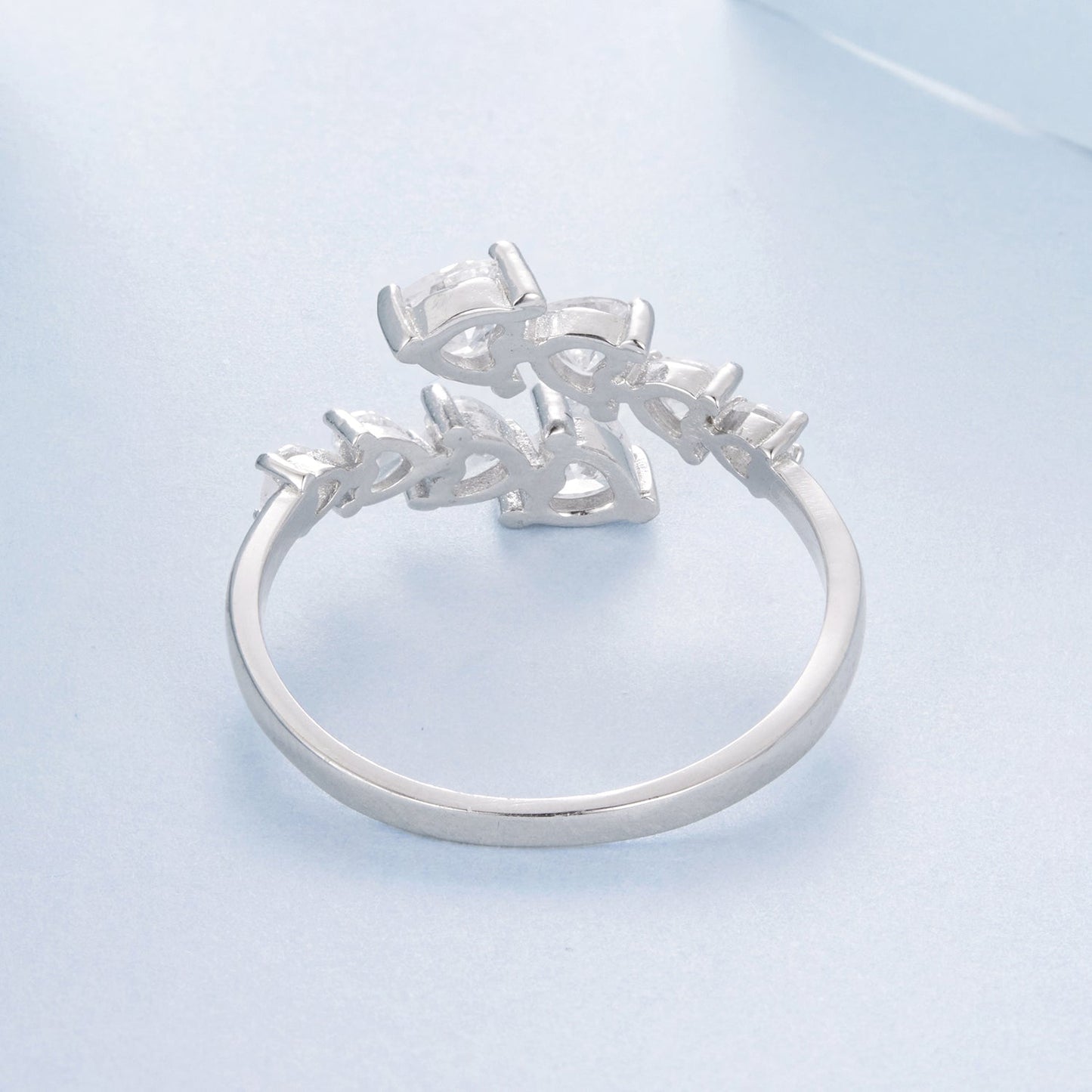 925 Sterling Silver White Gold Plated Pavé Setting Rings for Women