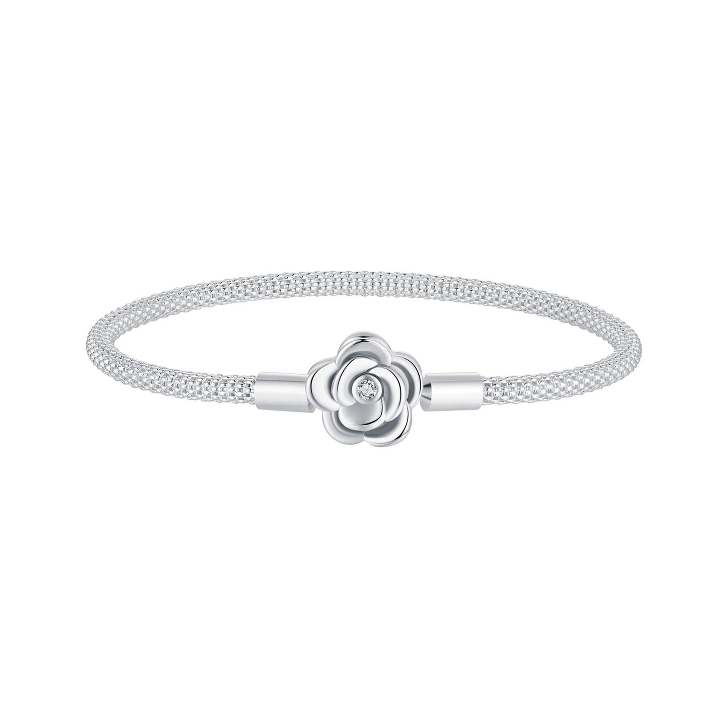925 Sterling Silver Bracelet with Oxidized Finish and CZ 17.0 cm