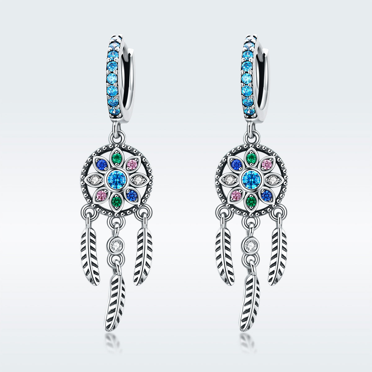 925 Sterling Silver Oxidized Silver Pavé CZ Earrings for Women, Size: 4*1 cm
