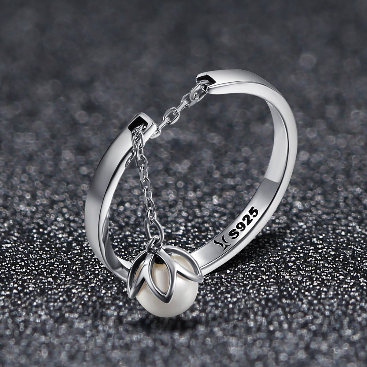S925 Sterling Silver Ring Width 0.2CM Bead 0.6CM for Women