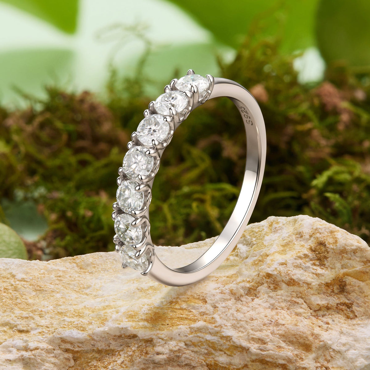 925 Sterling Silver White Gold Plated 0.1ct Moissanite Size 6 Ring for Women