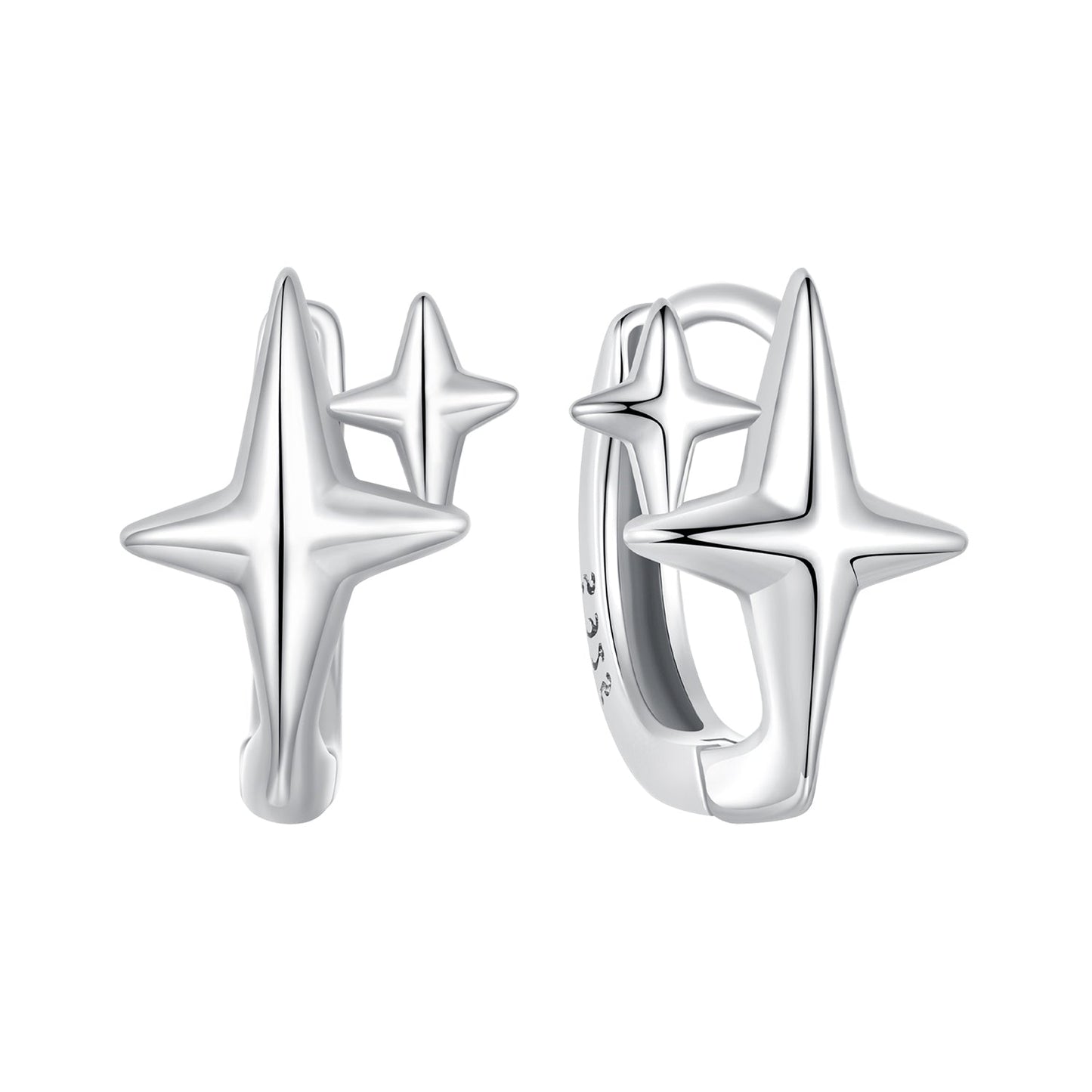 925 Sterling Silver Earrings with White Gold Plating, Size 1.2*0.9cm for Women