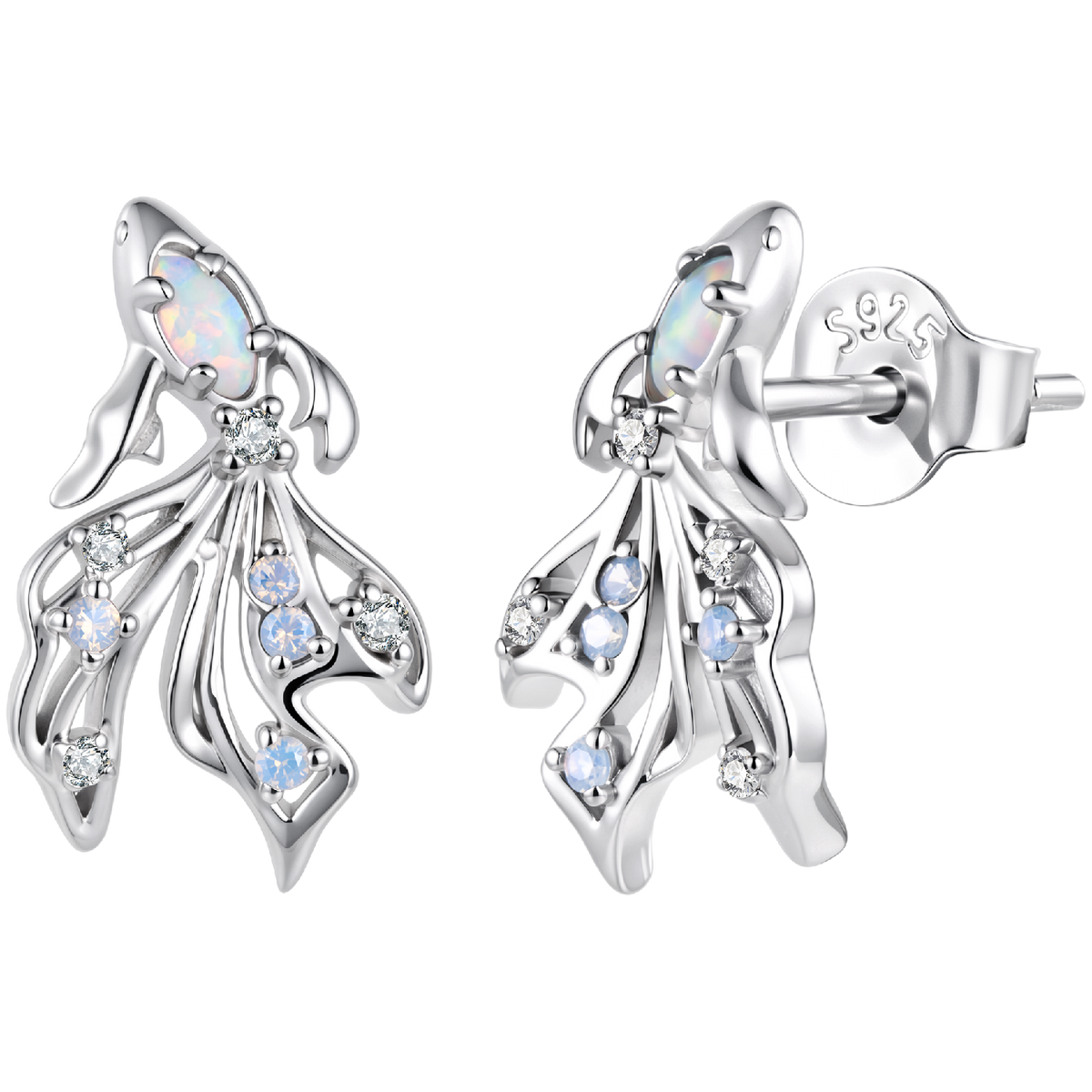925 Sterling Silver White Nano Opal CZ 1.3*0.8cm Earrings for Women