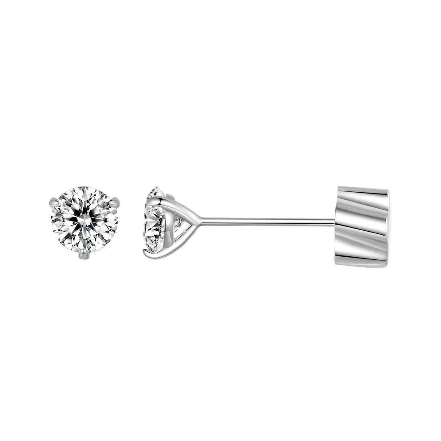 925 Sterling Silver Moissanite Earring 0.7cm White Gold Plated for Women