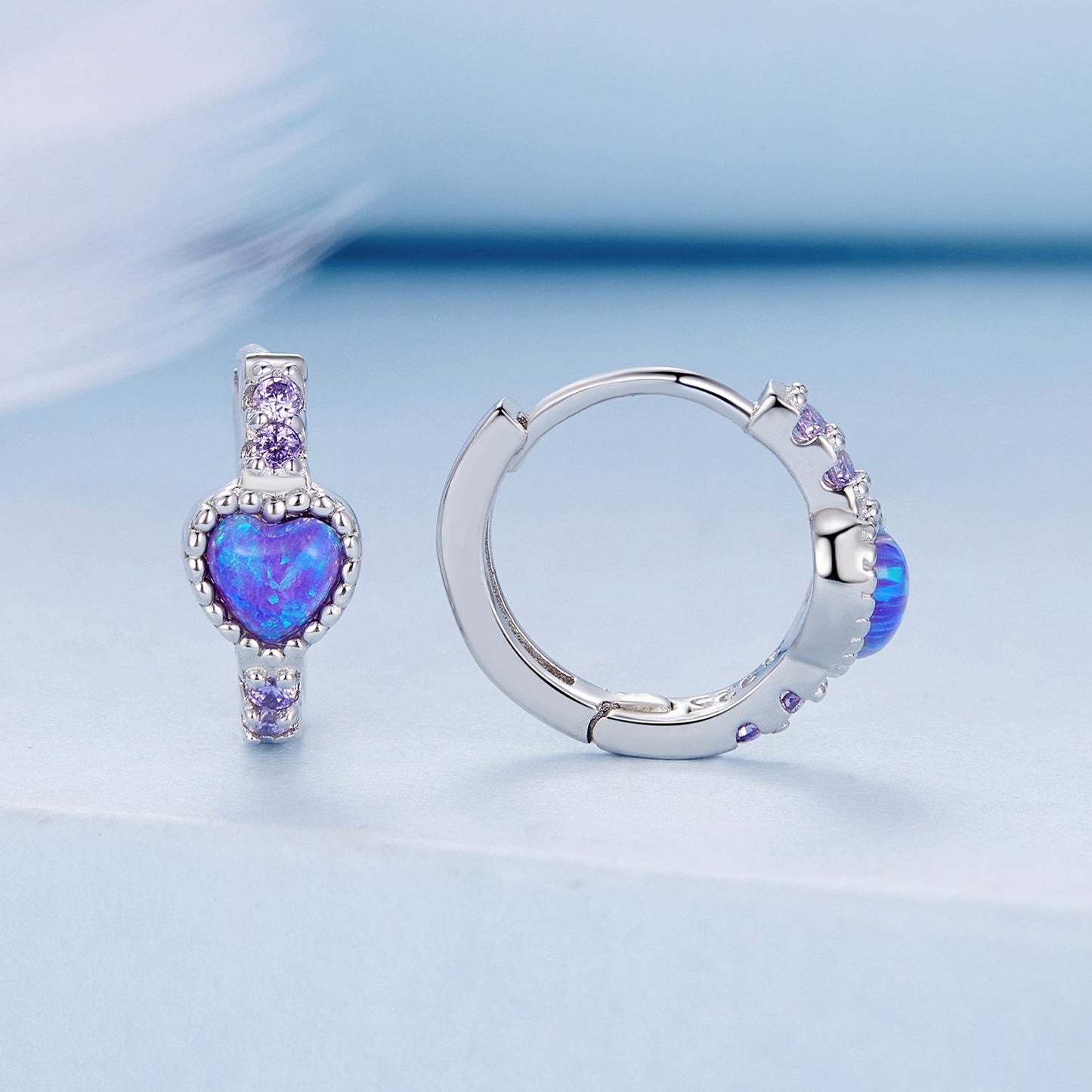 925 Sterling Silver Translucent Opal Earrings with CZ for Women