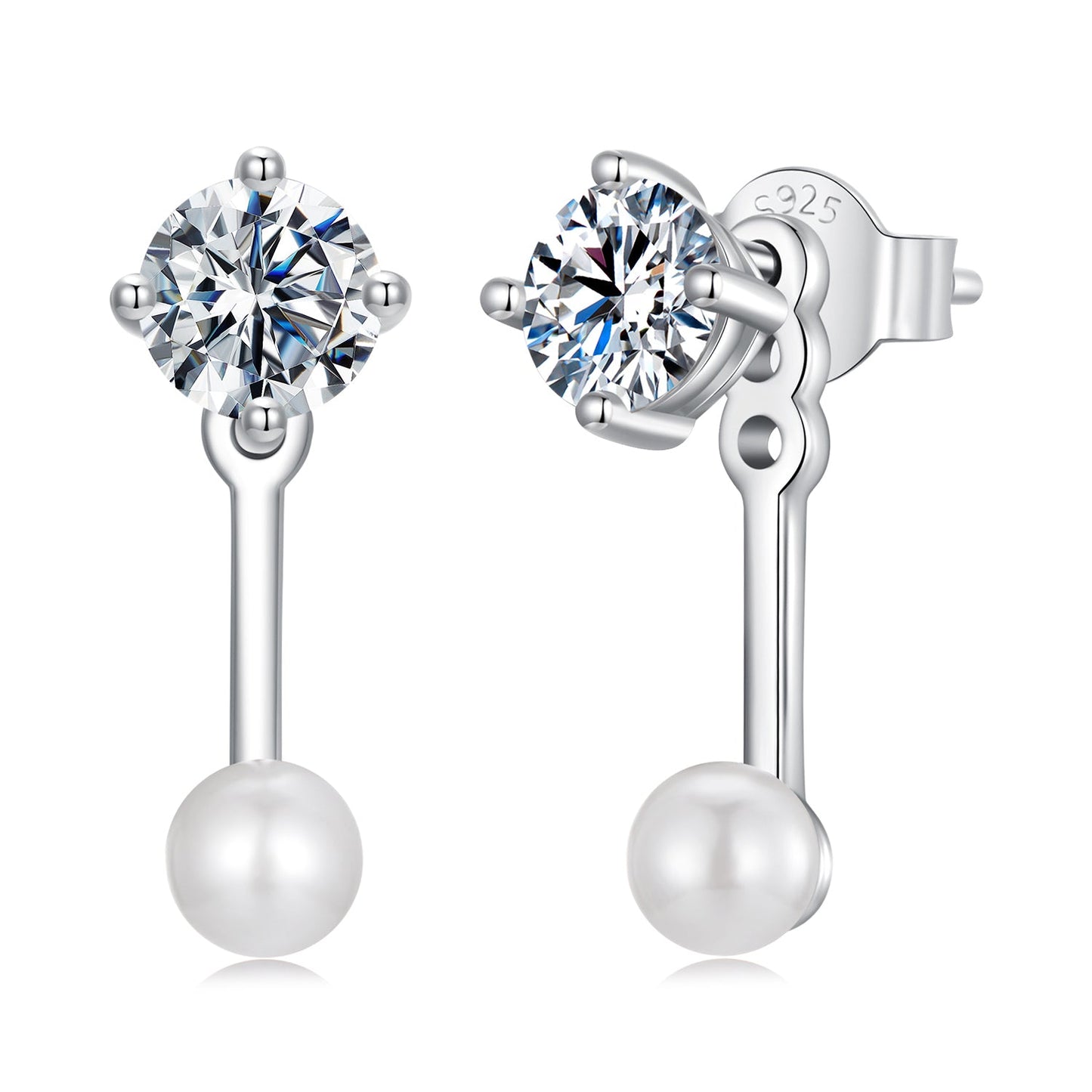 925 Sterling Silver 0.50 Carat Moissanite Earrings for Women