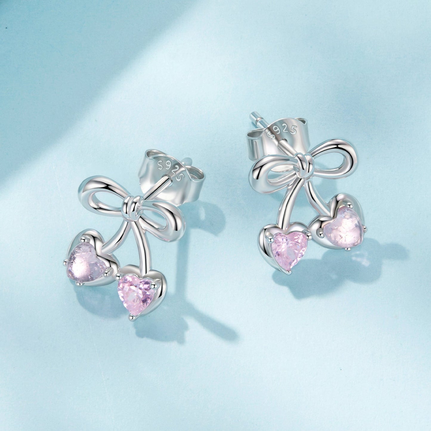 925 Sterling Silver Earrings with Pavé Setting CZ and Transparent Glass for Women