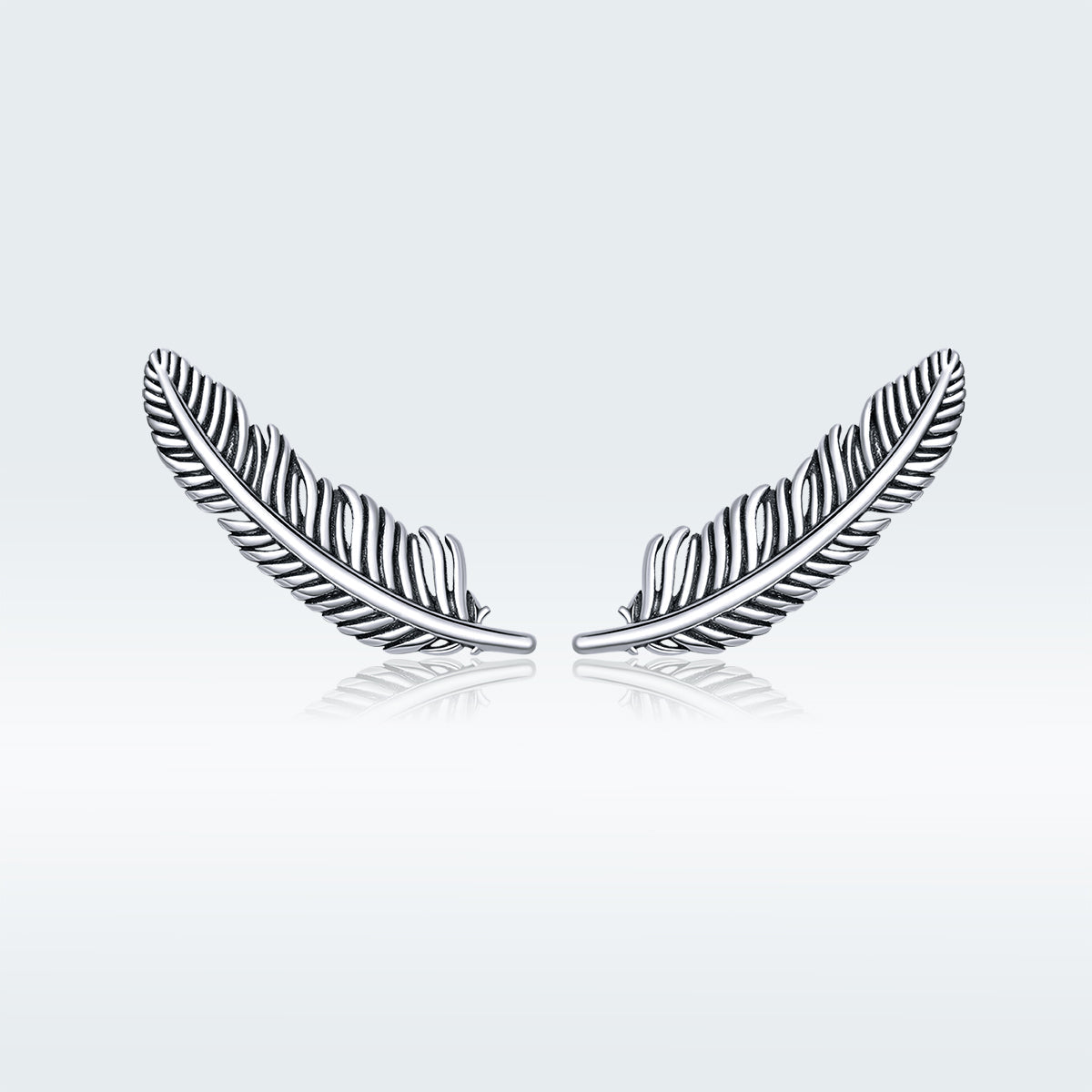 925 Sterling Silver Earrings - Oxidized Silver - 2.4cm x 0.7cm - Women