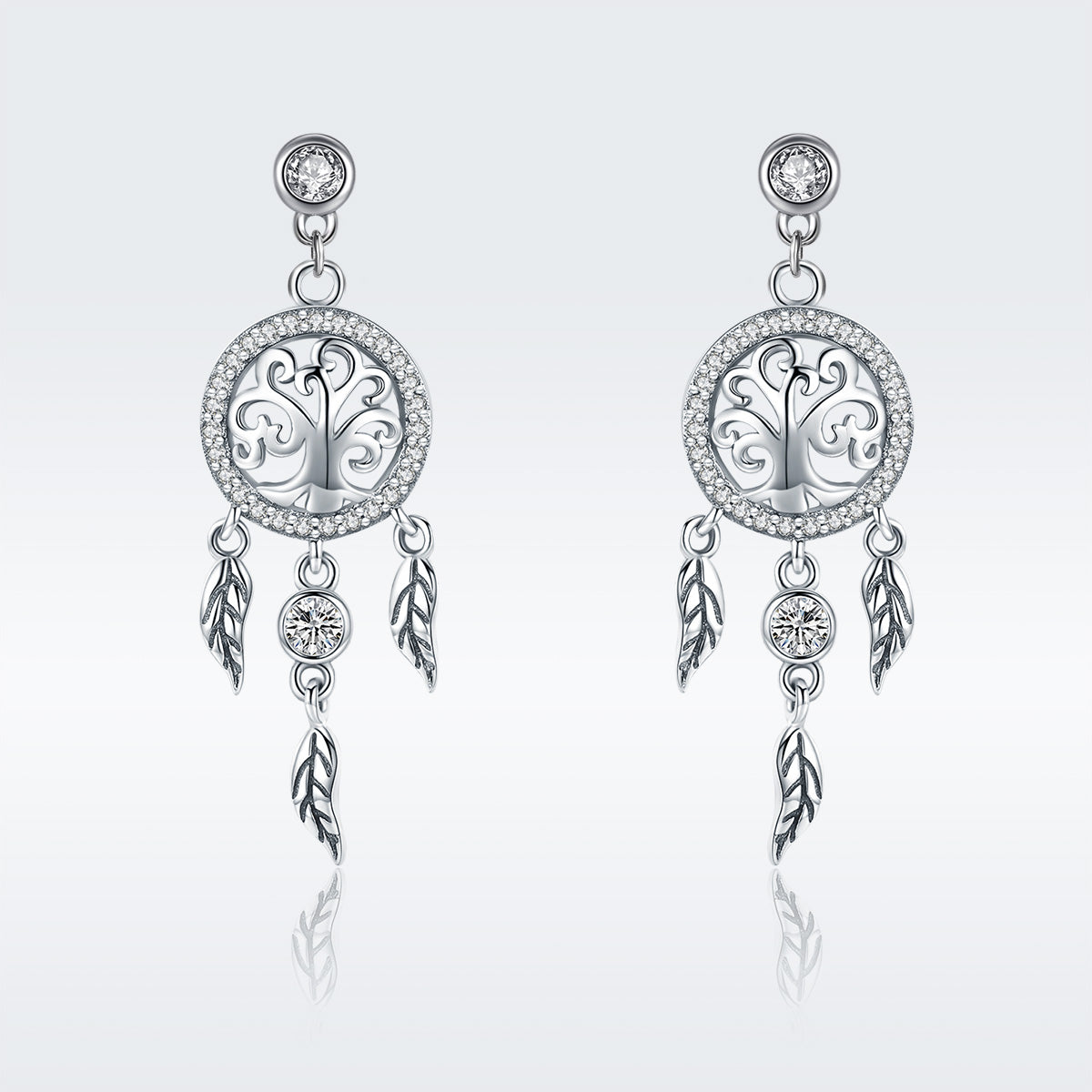 925 Sterling Silver Oxidized Pavé Setting CZ Earrings