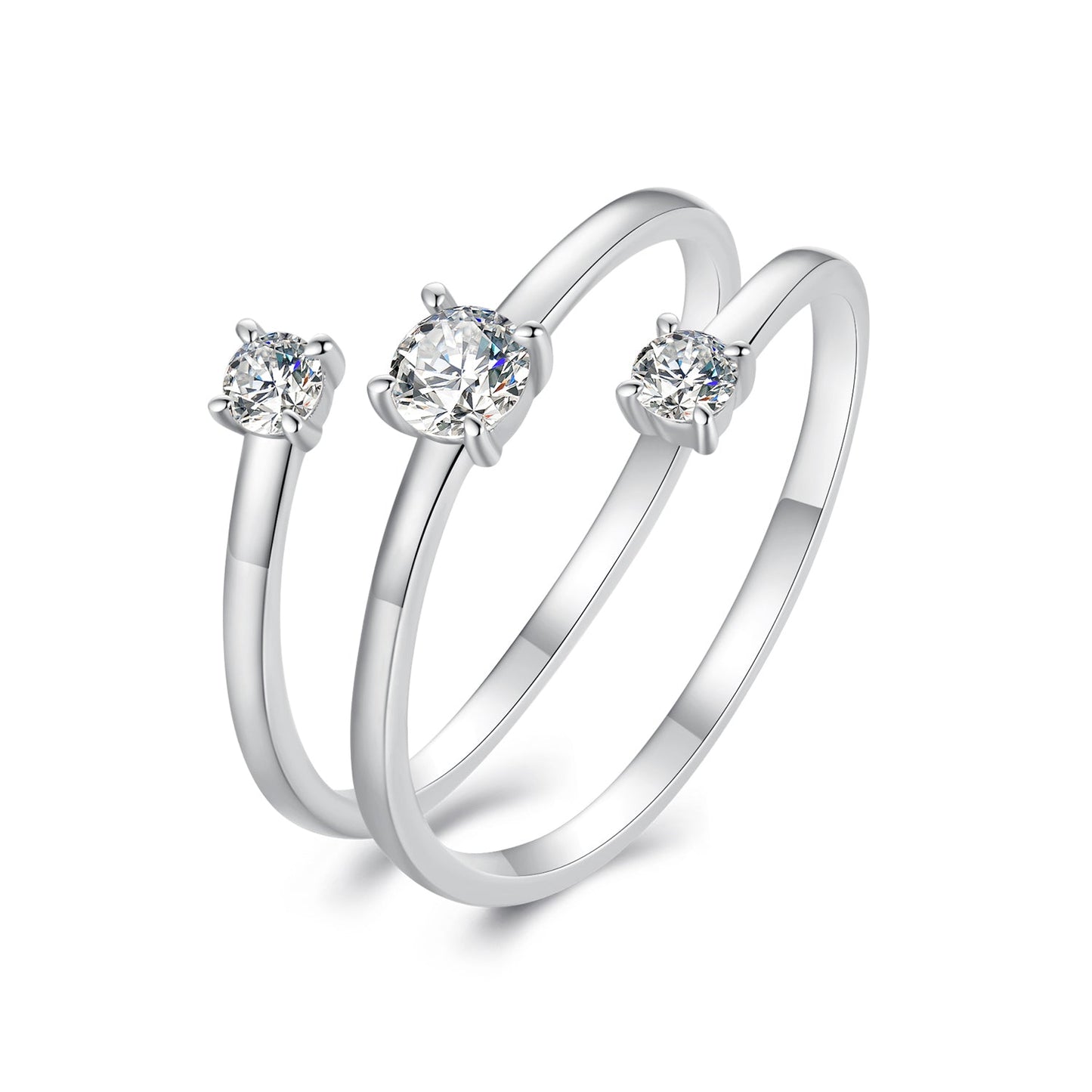 925 Sterling Silver 3mm Moissanite Ring for Women