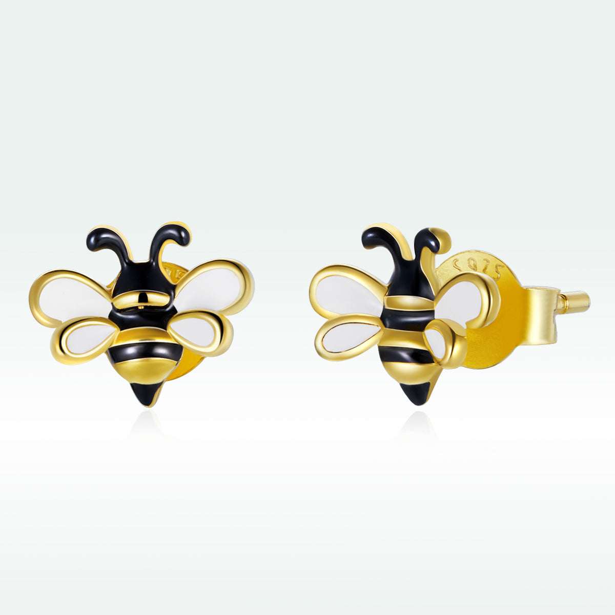925 Sterling Silver Enamel Plated Gold Earrings
