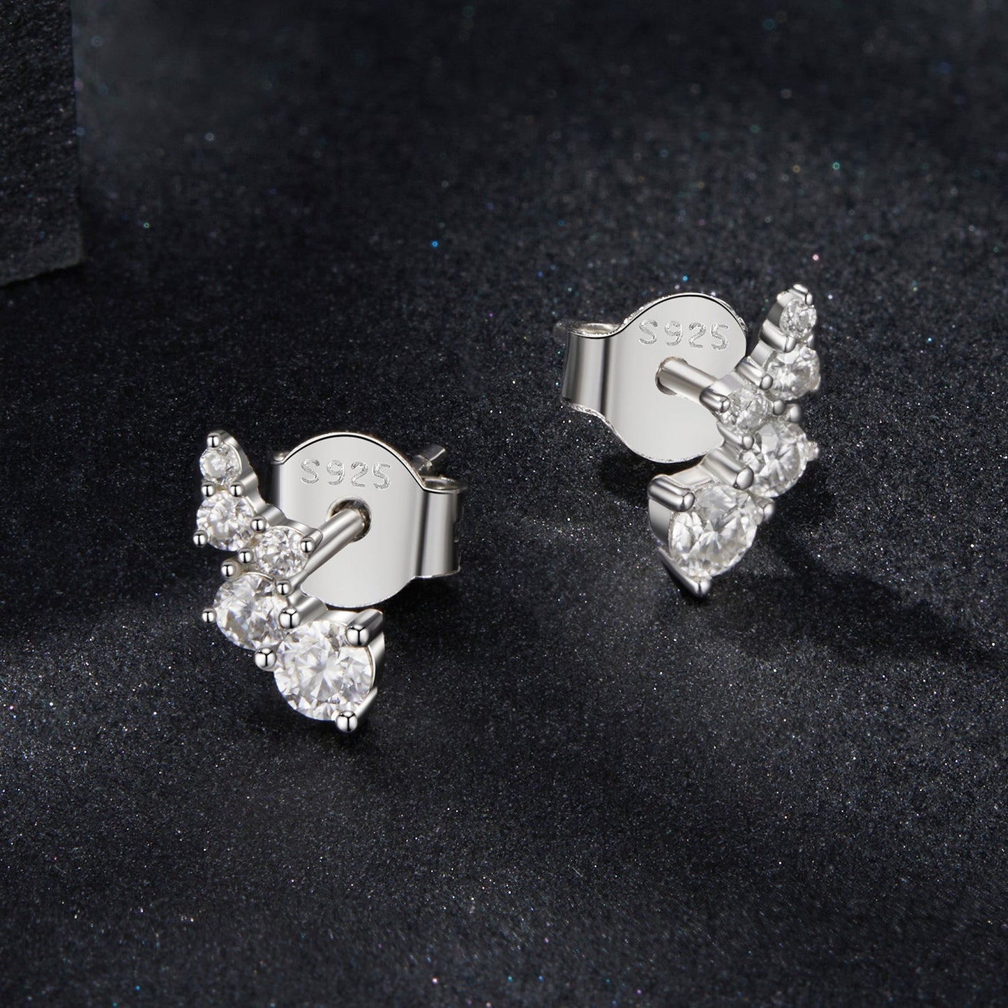 925 Sterling Silver Moissanite Earrings with White Gold Plating for Women