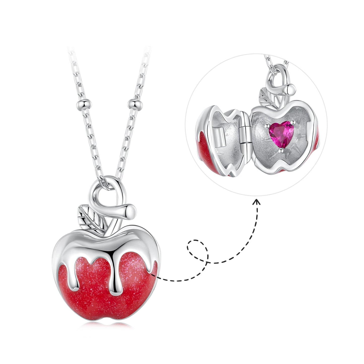 925 Sterling Silver White Gold Plated Enamel Necklace 40+5cm for Women