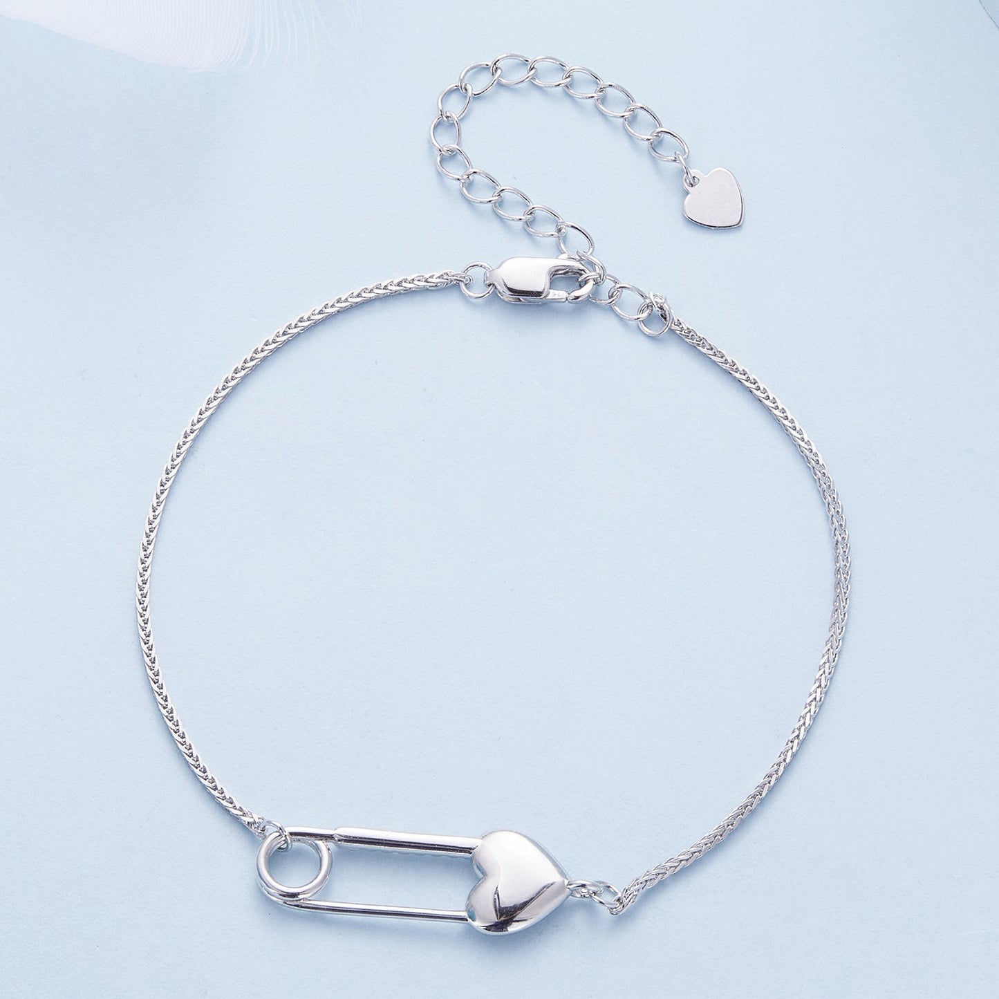 925 Sterling Silver Bracelet with CZ Pendant - 160mm Length and 8x26mm Pendant Size for Women