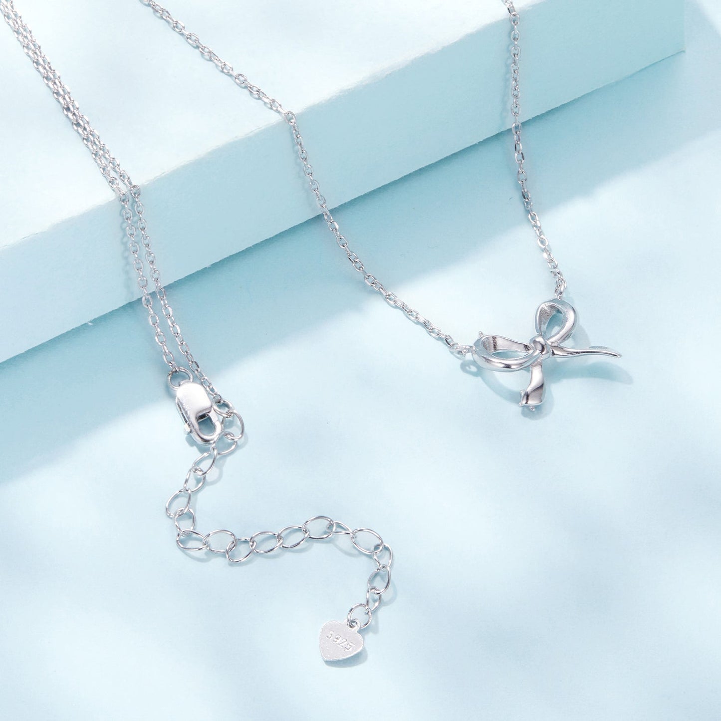 925 Sterling Silver Plated White Gold 40+5cm Adjustable Necklace for Women