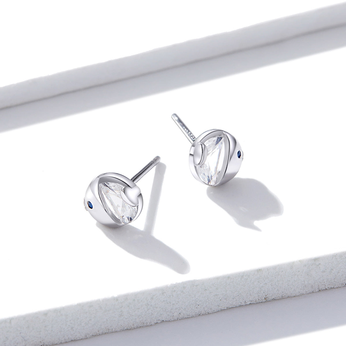925 Sterling Silver Earrings with Pavé Setting CZ, Size 0.6*0.7cm, for Women