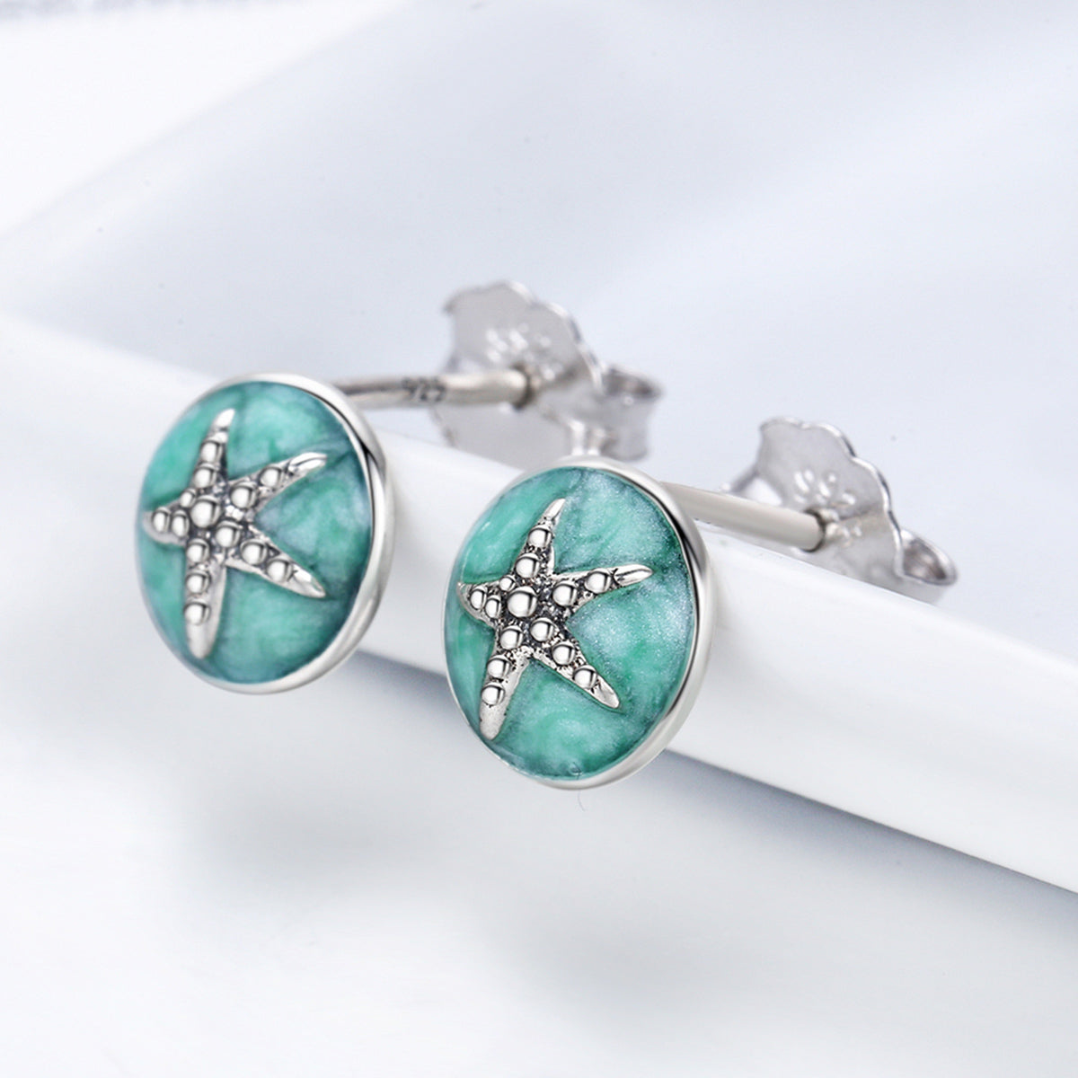925 Sterling Silver Oxidized Enamel Earrings