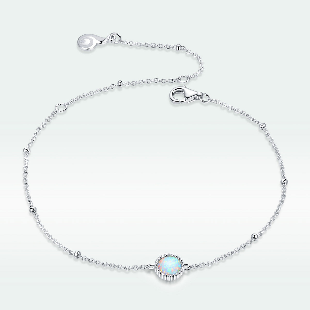 925 Sterling Silver Opal Bracelet for Women - Adjustable Size, Translucent Color