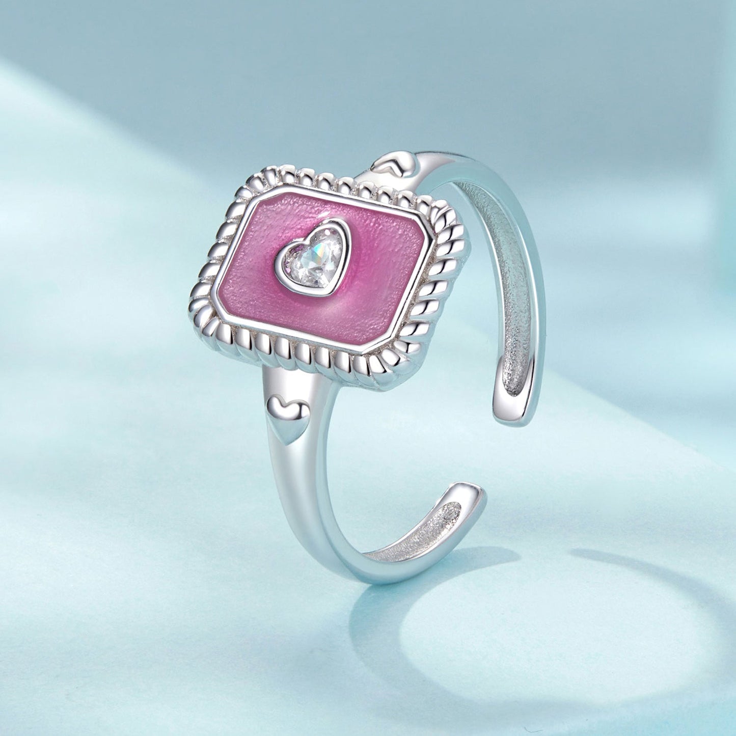 925 Sterling Silver Enamel Pavé Setting CZ Pendant 1.3x1.0cm for Women