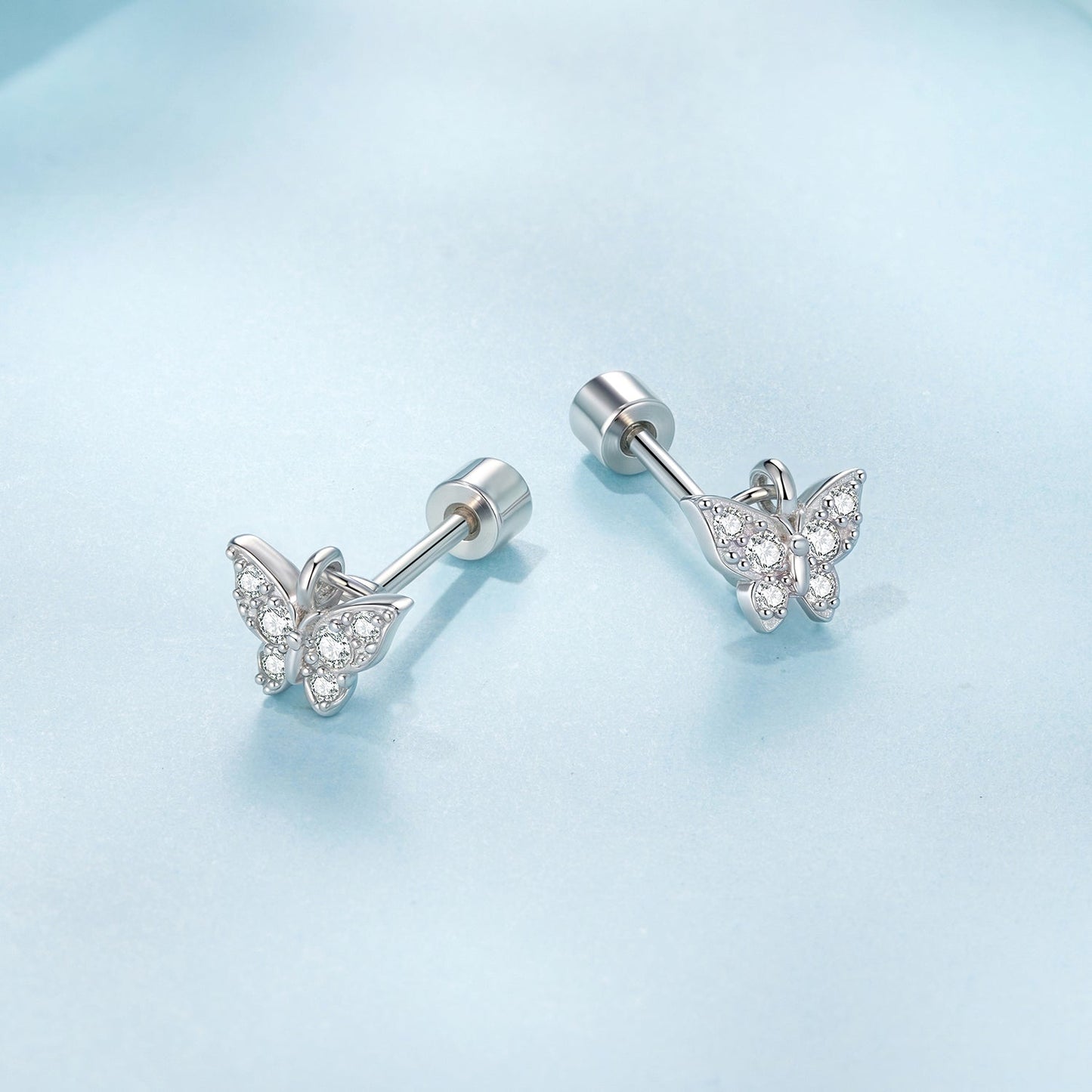 925 Sterling Silver White Gold Plated Earrings with CZ