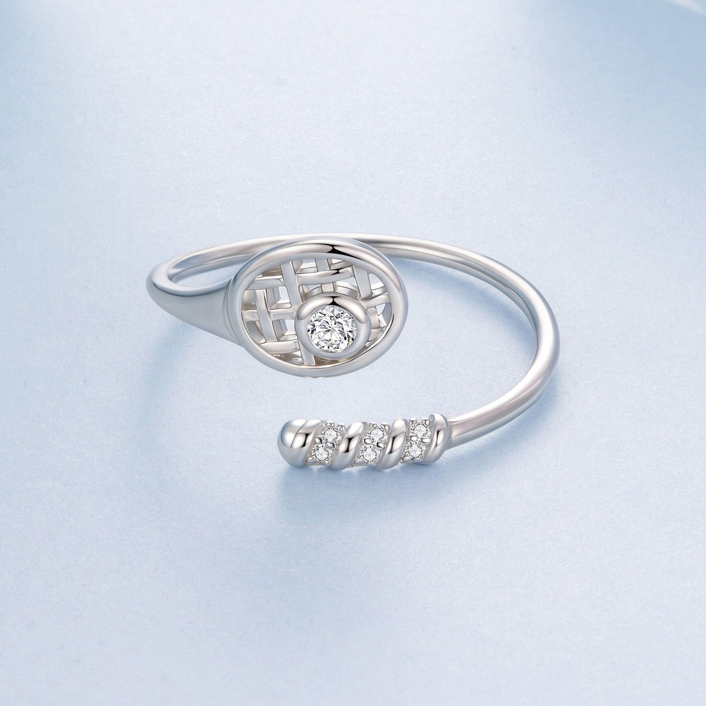 925 Sterling Silver Ring with Pavé Setting CZ, Width 0.11-0.72cm, for Women