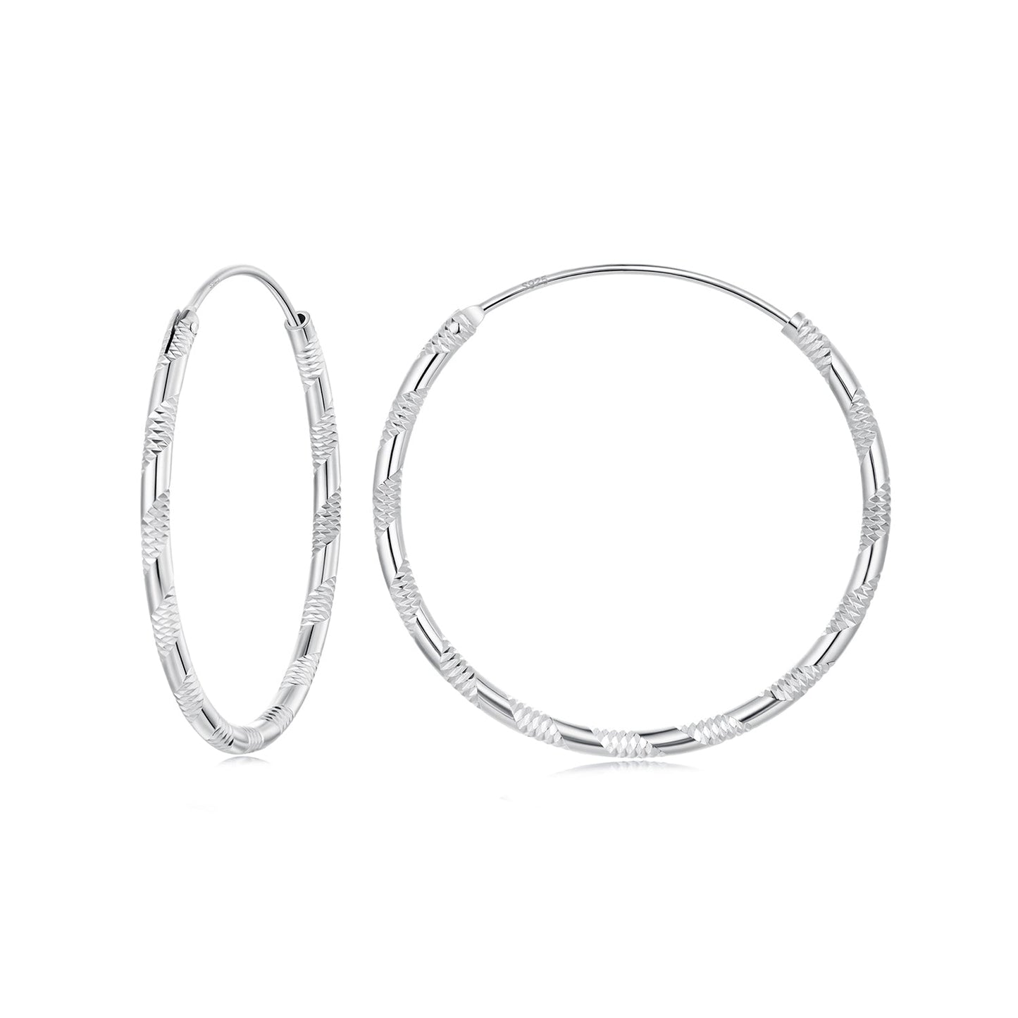 925 Sterling Silver Plated White Gold Earrings 3.0cm for Women