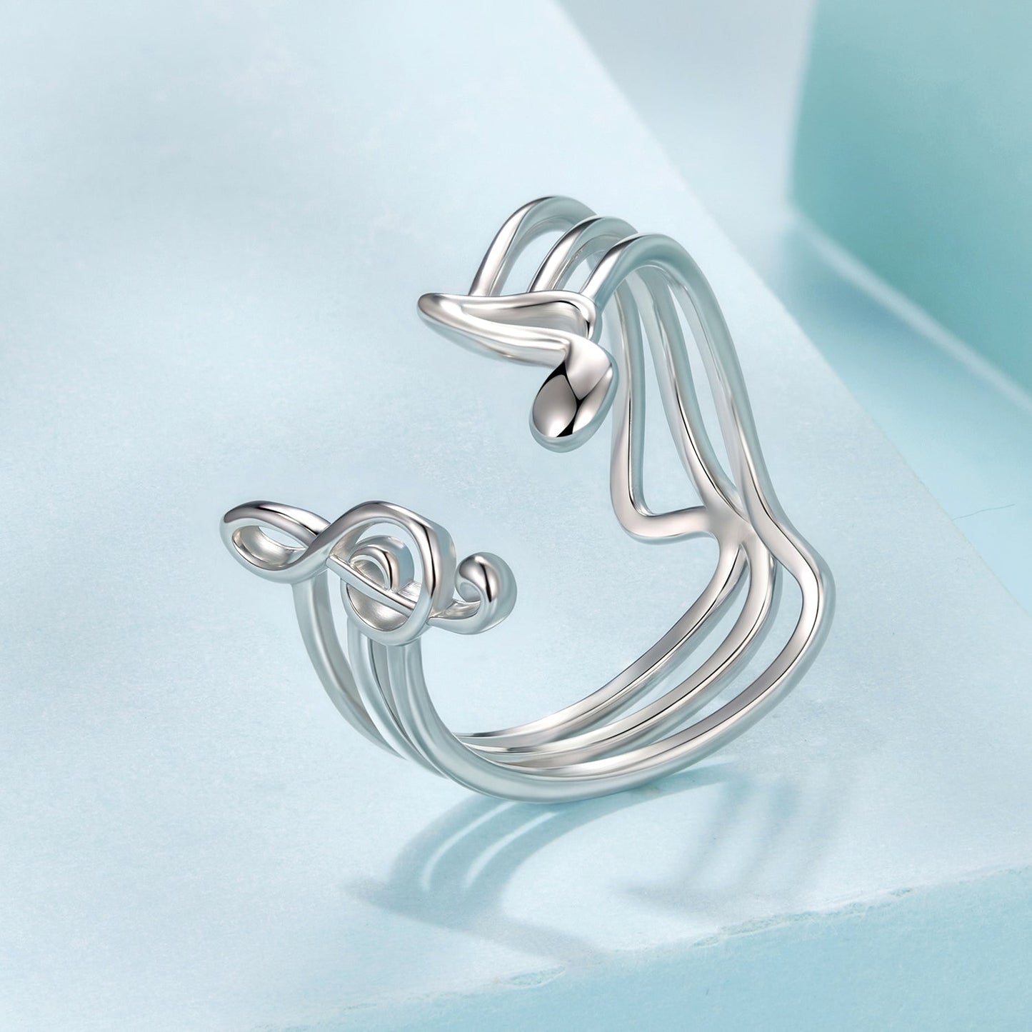 925 Sterling Silver Plated White Gold Adjustable Ring for Women