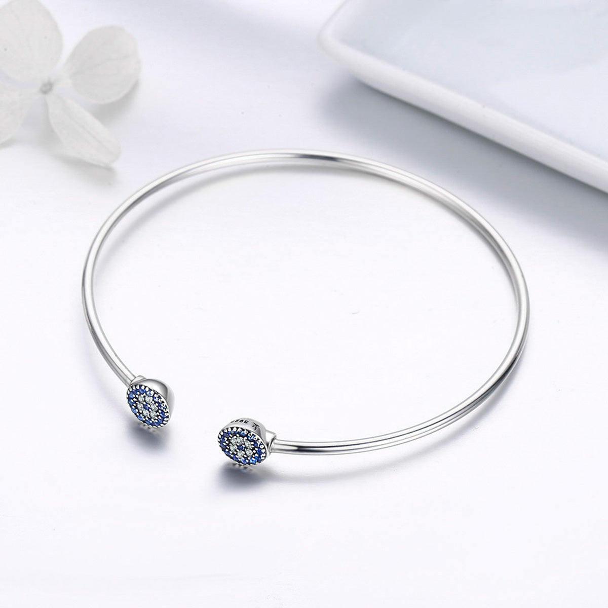 925 Sterling Silver Bracelet with Outer Diameter 6cm and Wall Thickness 0.2cm for Women