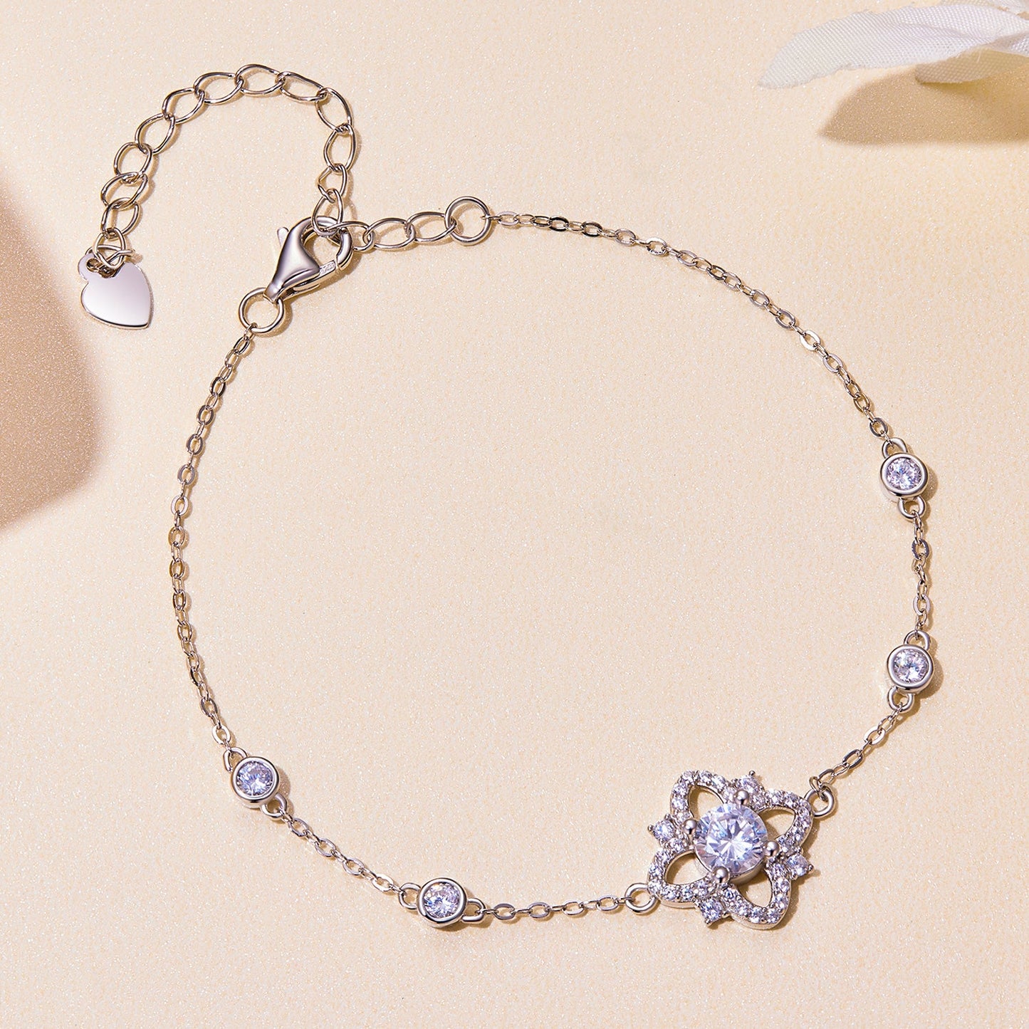 S925 Sterling Silver 0.5 Carat Moissanite Bracelet 16cm+5cm for Women