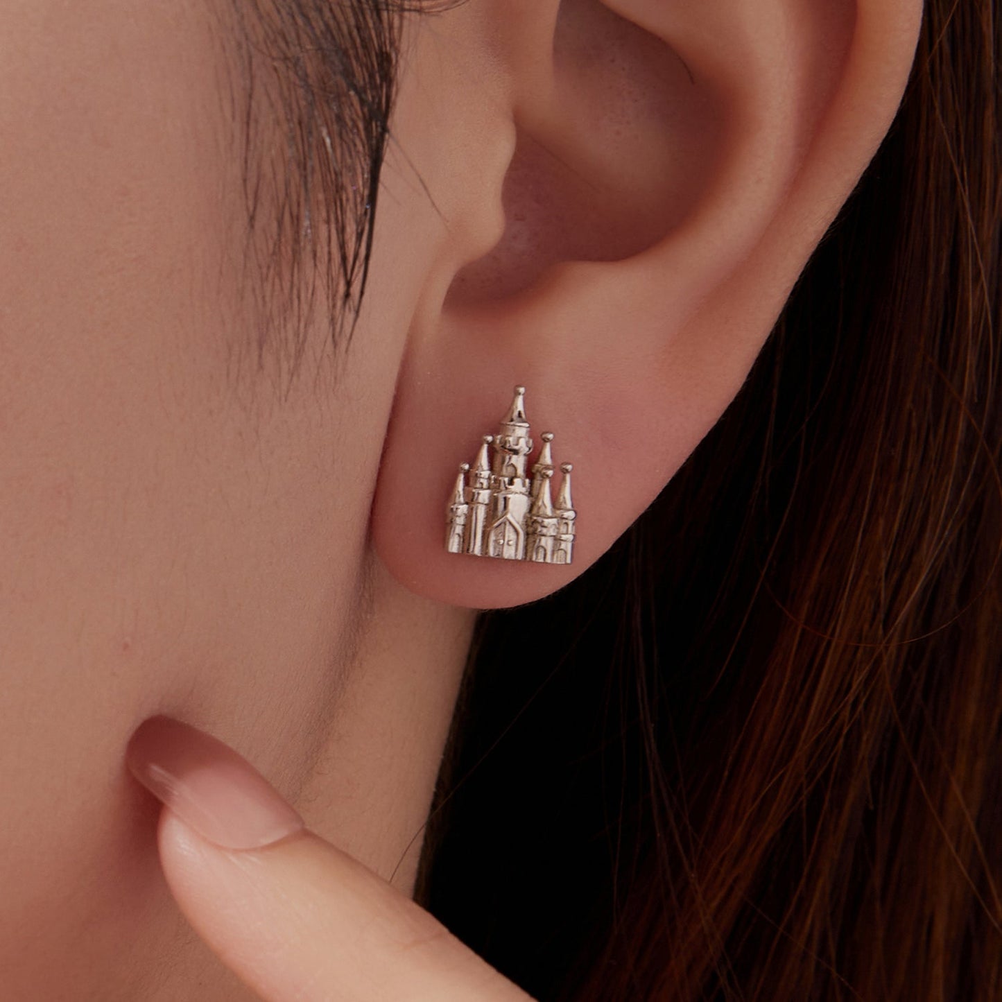 925 Sterling Silver Plated White Gold Earrings for Women, Size 1.3*1.0cm
