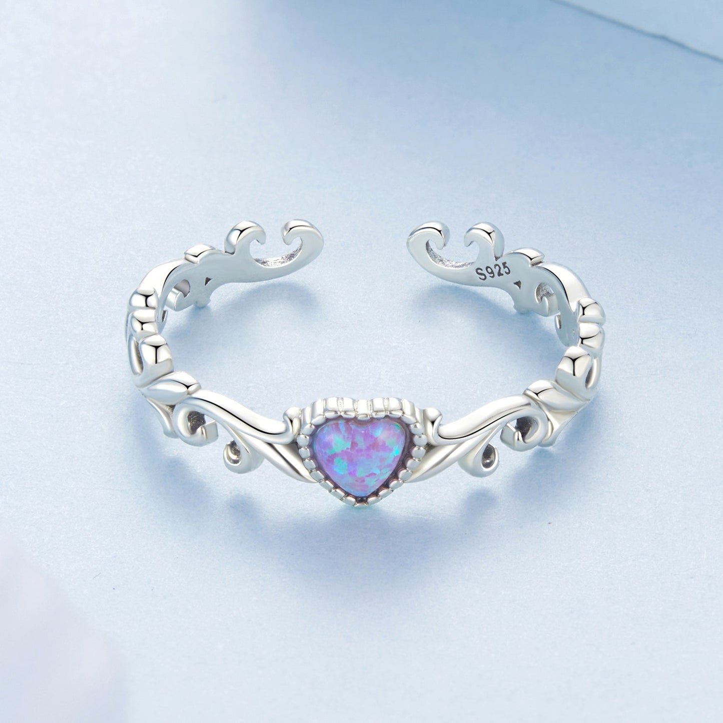 925 Sterling Silver Opal Pendant Ring for Women