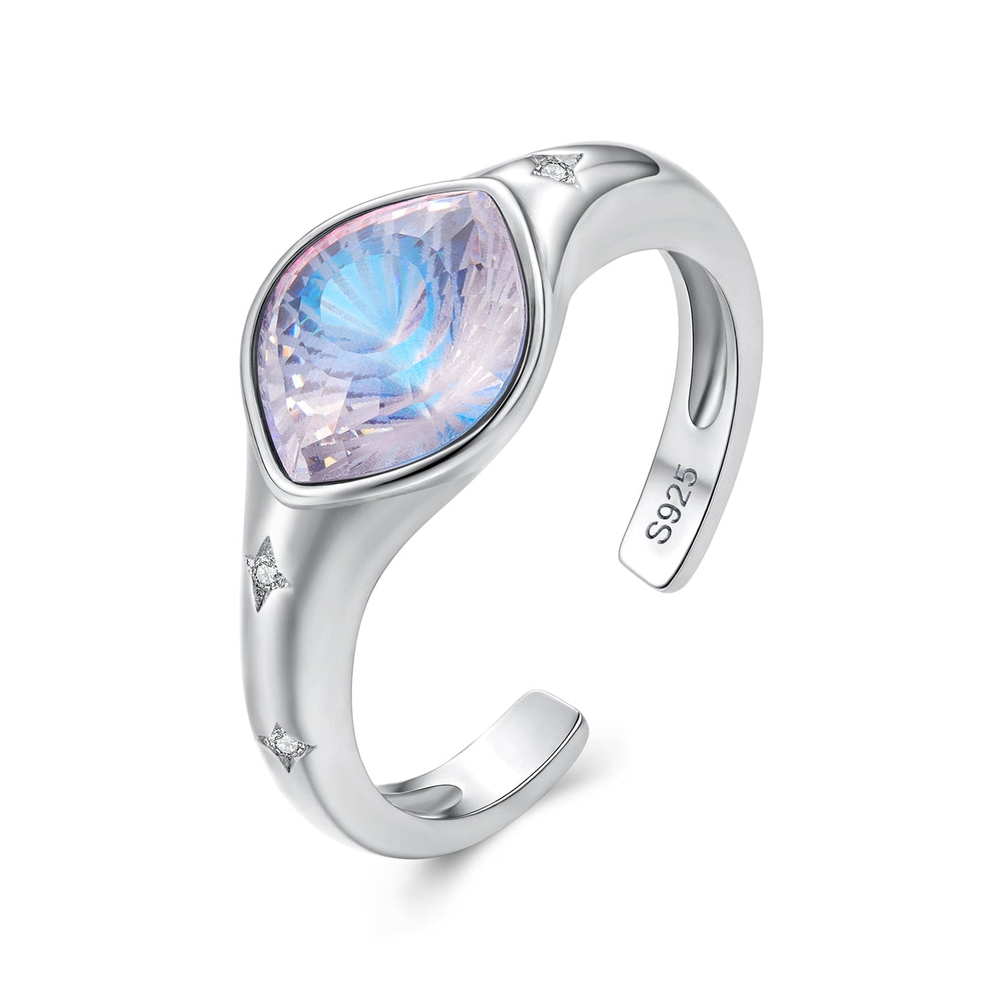 925 Sterling Silver White Gold Plated Pavé CZ Ring for Women