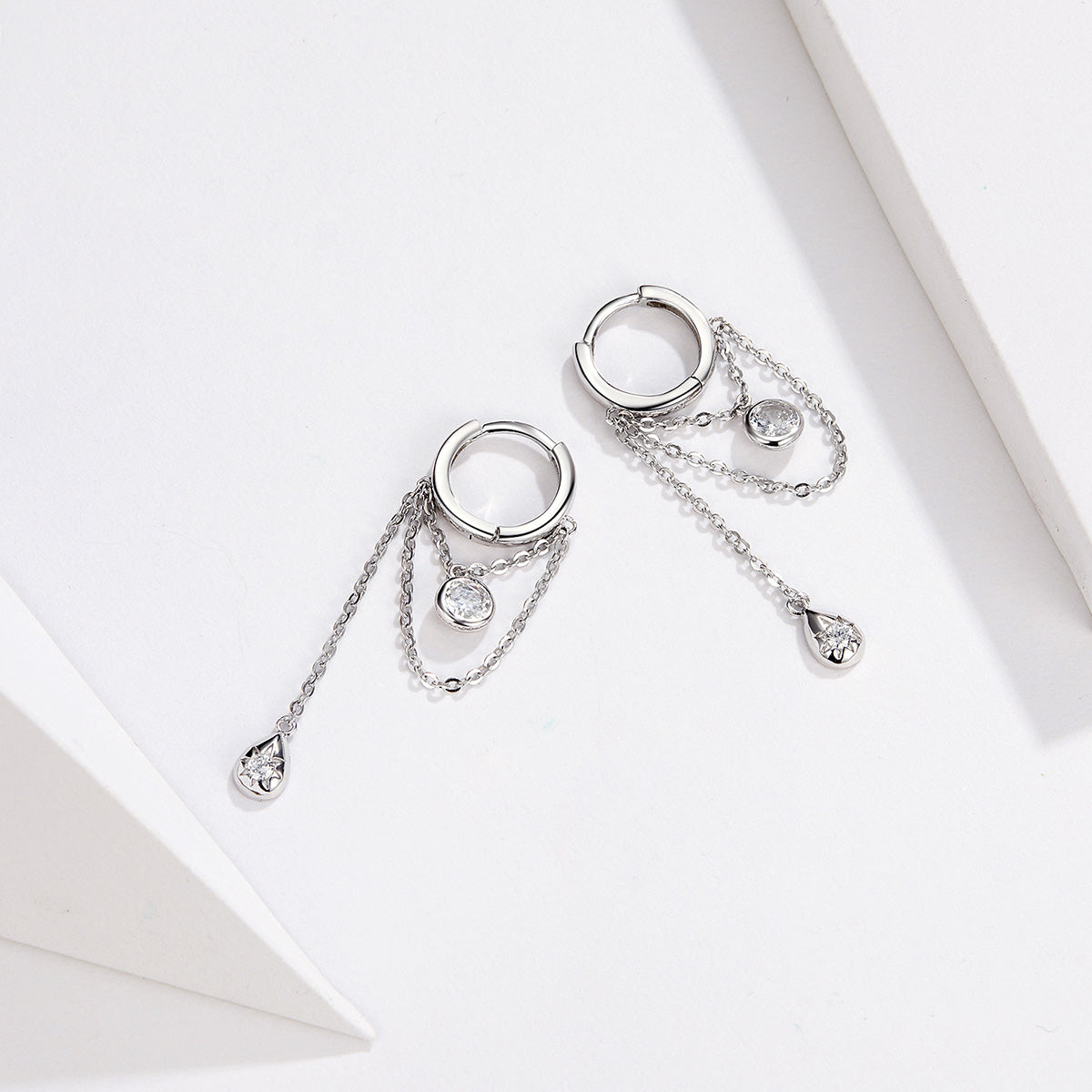925 Platinum Plated Pavé Setting CZ Earrings