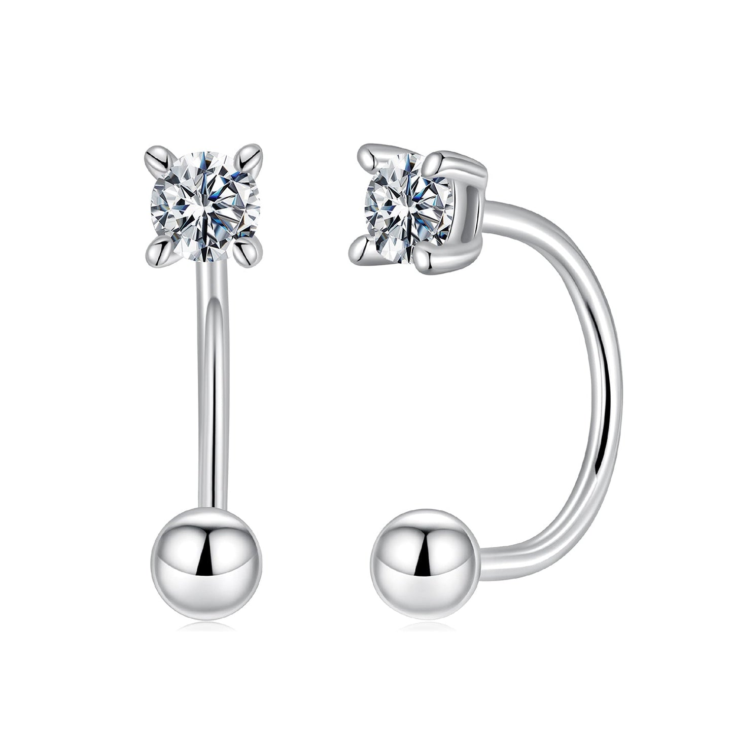 925 Sterling Silver Moissanite 0.1ct Earrings 1.3cm for Women