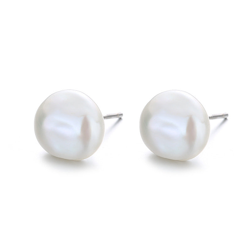 925 Sterling Silver White Gold Plated Freshwater Pearl Earrings