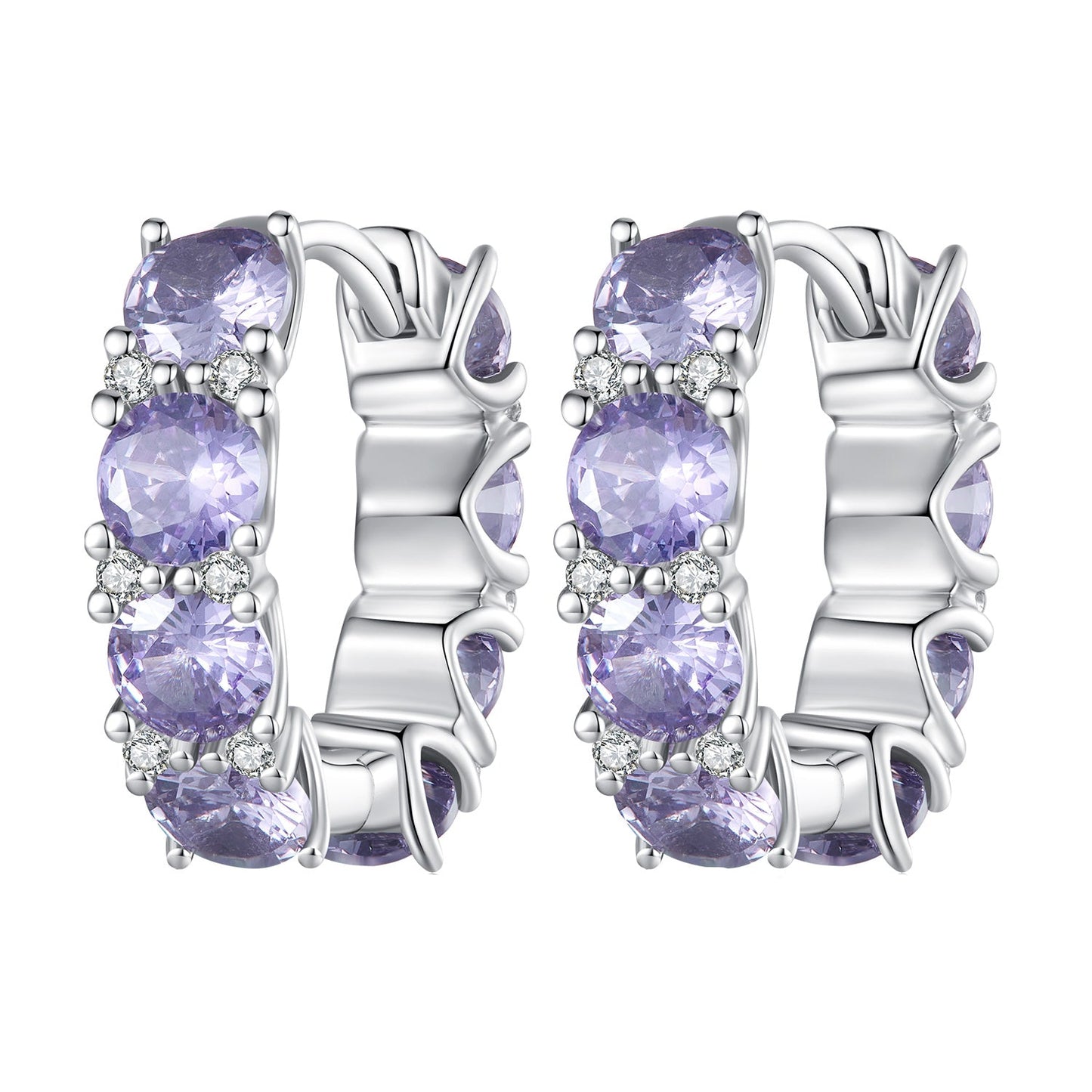 925 Sterling Silver Earrings with Pavé Setting and Plated Platinum for Women