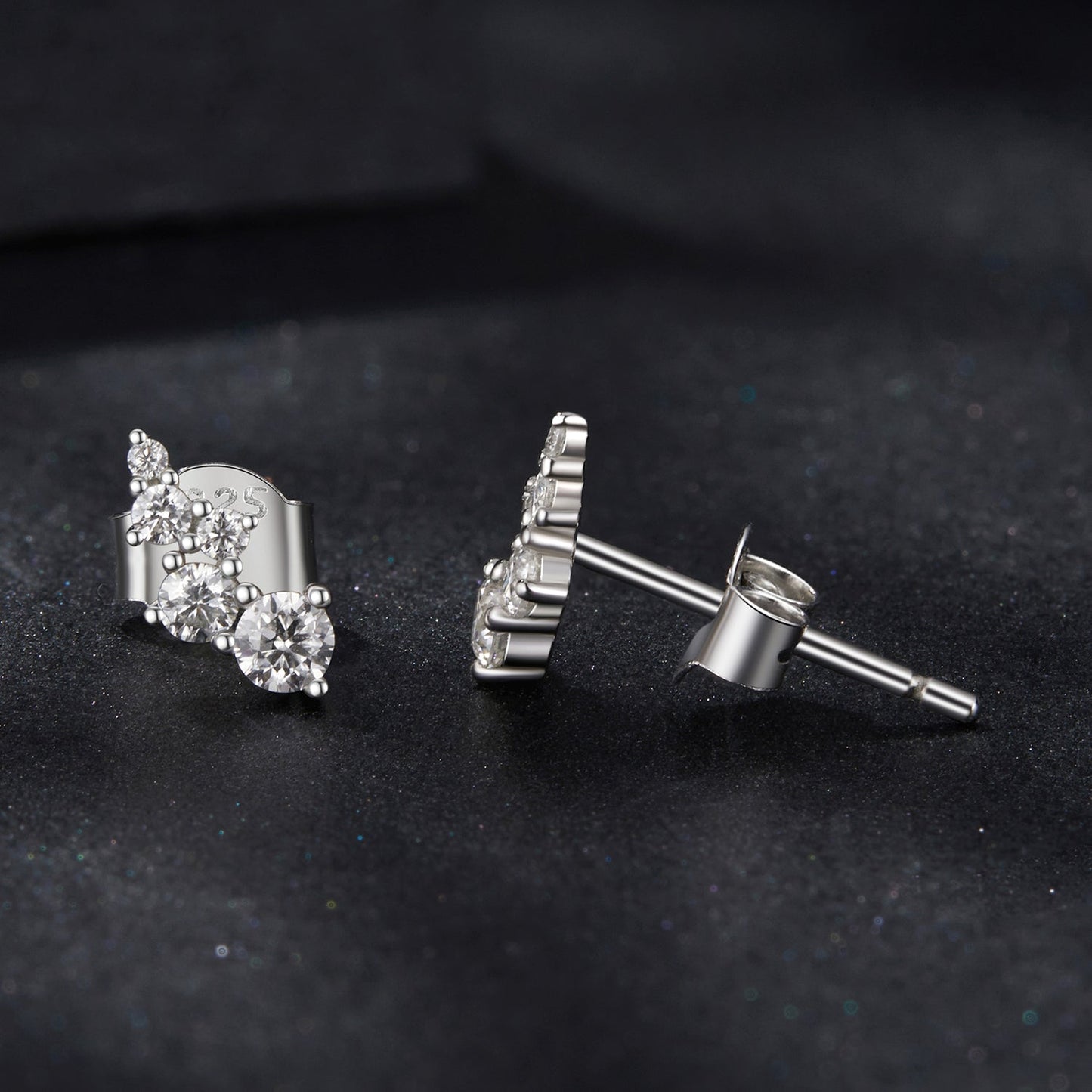925 Sterling Silver Moissanite Earrings with White Gold Plating for Women