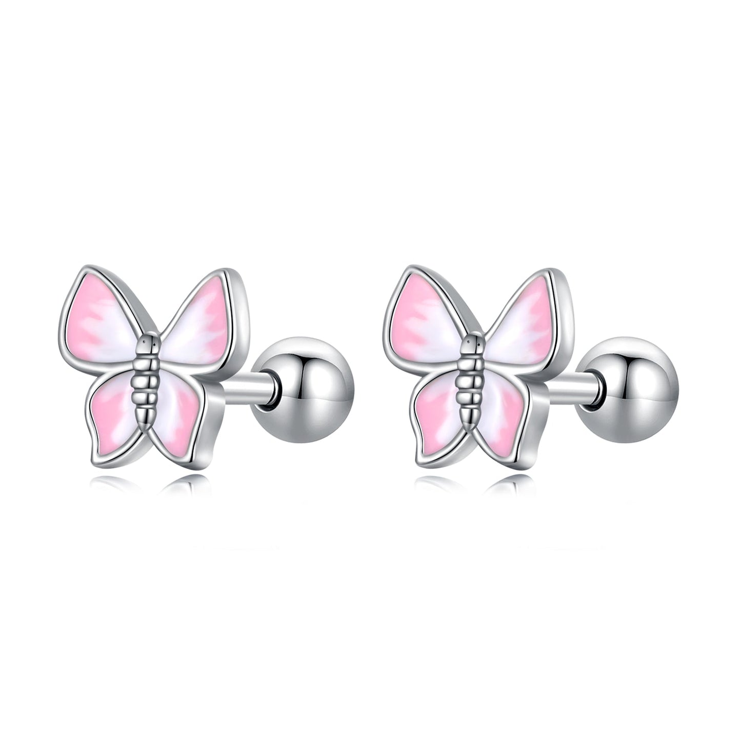 925 Sterling Silver Earrings with Enamel Process, 0.6cm, for Women