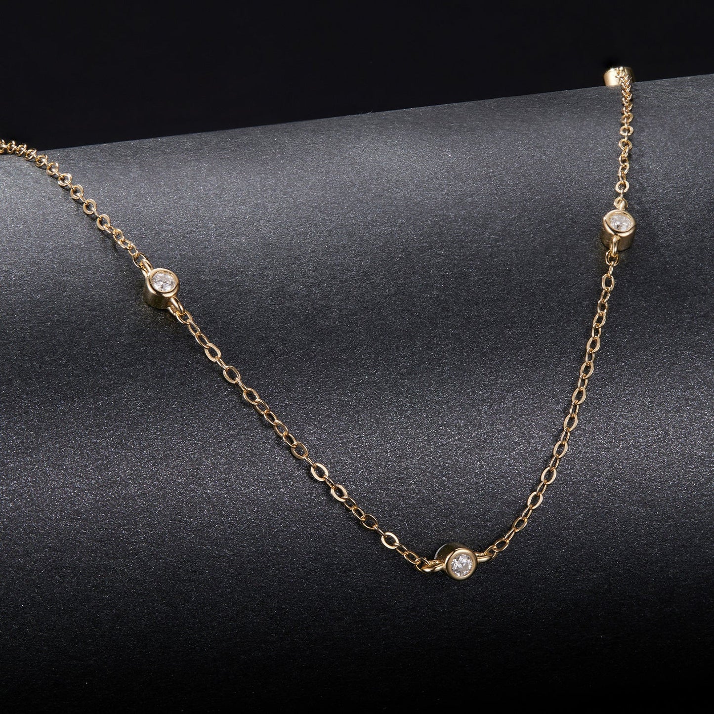 925 Sterling Silver White Gold Plated Adjustable Moissanite Necklace for Women